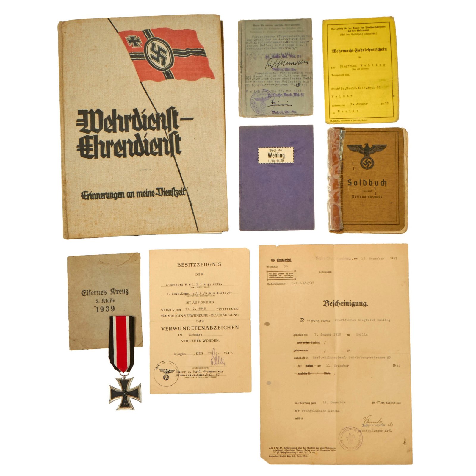 Buy Original German WWII Document and Photo Album Grouping of Panzer NCO Unteroffizier Siegfried Wehling with EKII - Possibly Fought at Battle of the Bulge | Original Firearms Antique For Sale