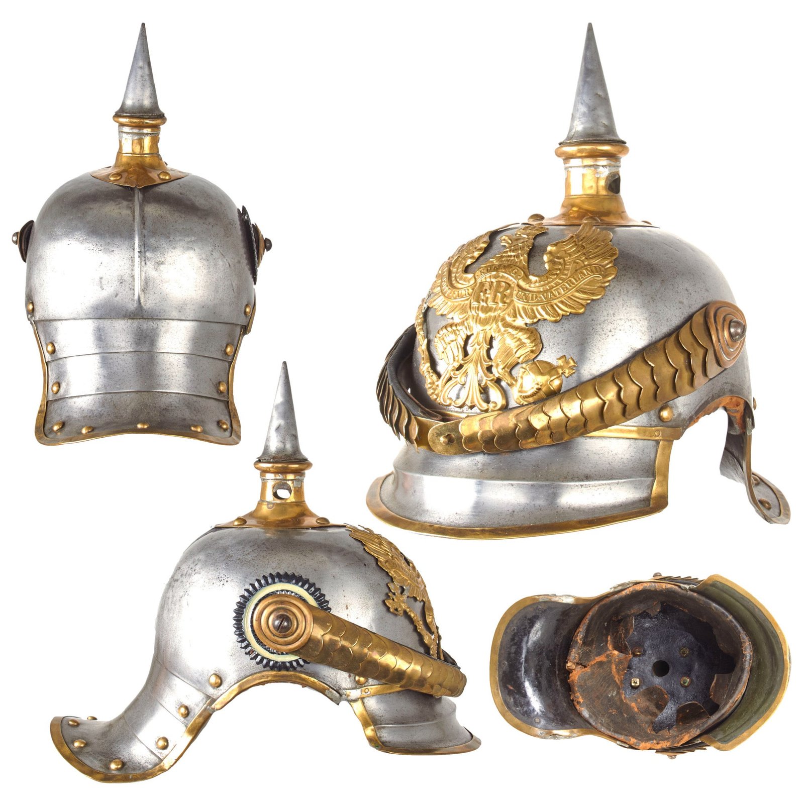 Original German Pre-WWI M1862/67 Kurassier Line Regiments Lobster Tail Pickelhaube Spiked Helmet