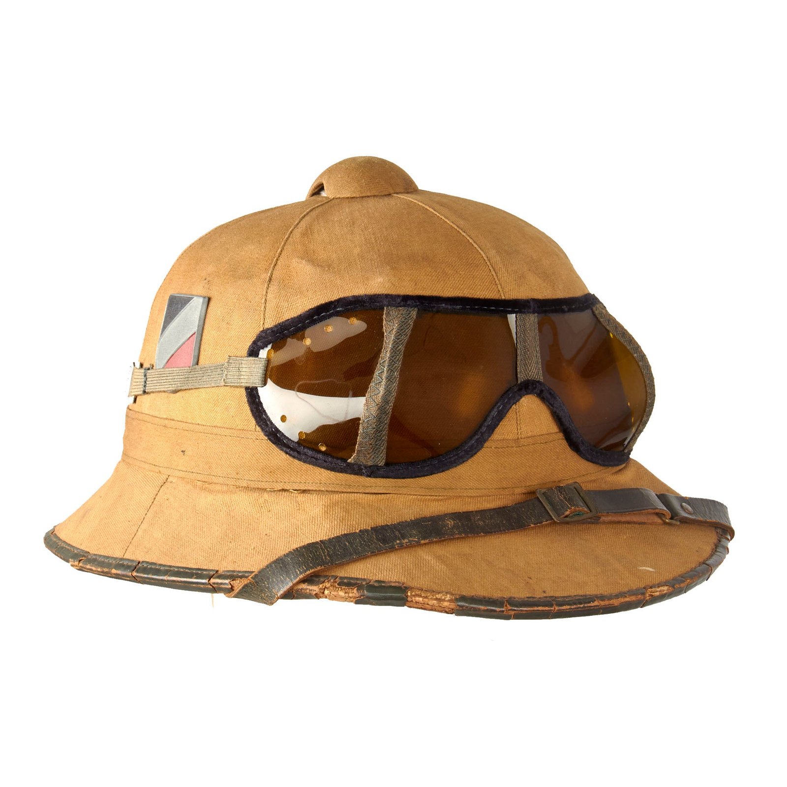 Original German WWII 1942 Dated First Model DAK Afrikakorps Sun Helmet by Helmfabrik W. & F.B.,N. with Eye Shields - Size 58