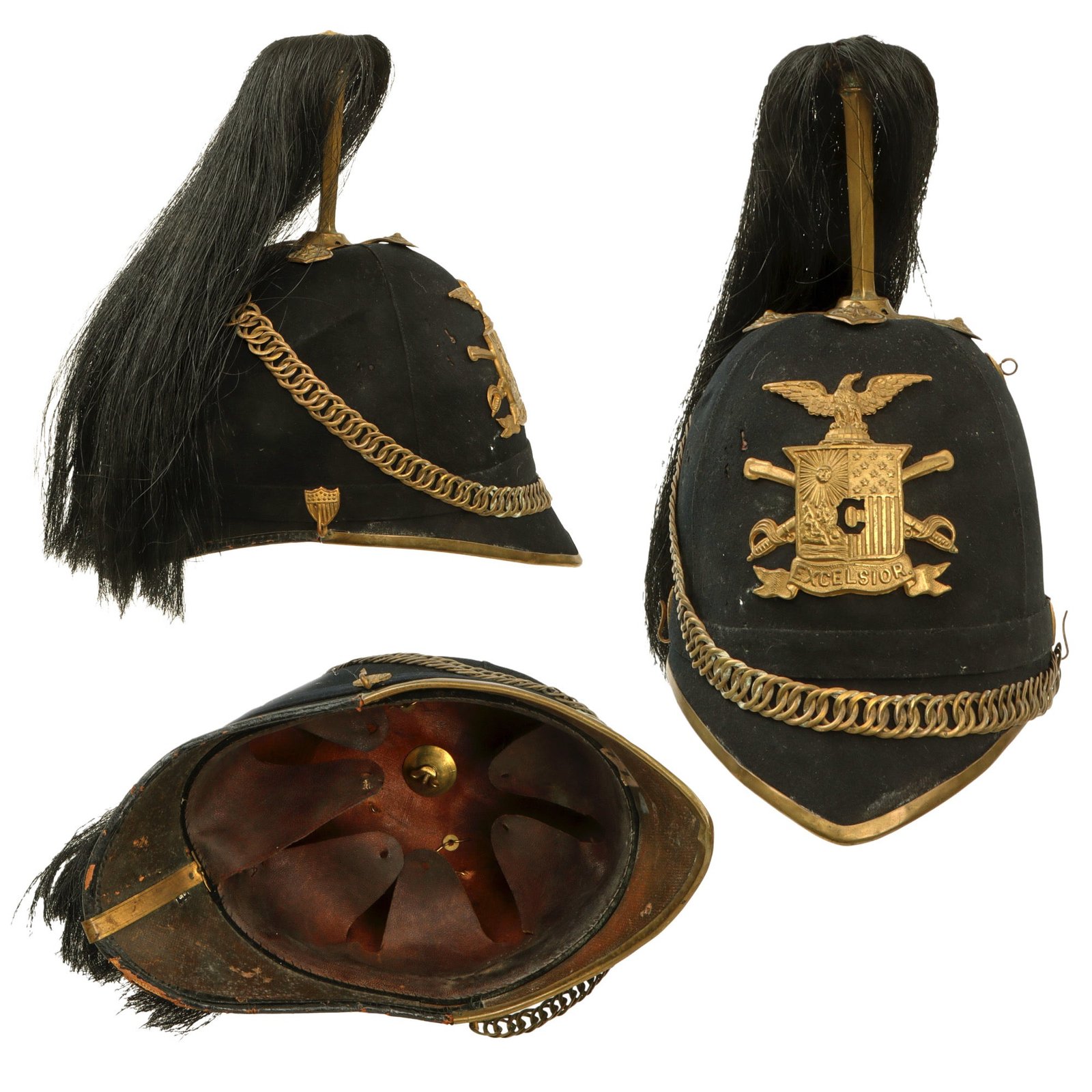 Original U.S. Indian Wars 1881 Model New York Cavalry Regiment Dress Helmet With Plume - Size 11