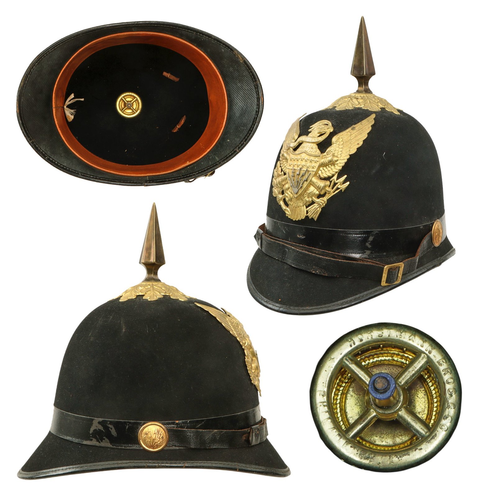 Original U.S. Indian Wars Rare Electrician’s M-1881 Blue Cloth Spiked Pith Helmet by Horstmann & Bros of Philadelphia