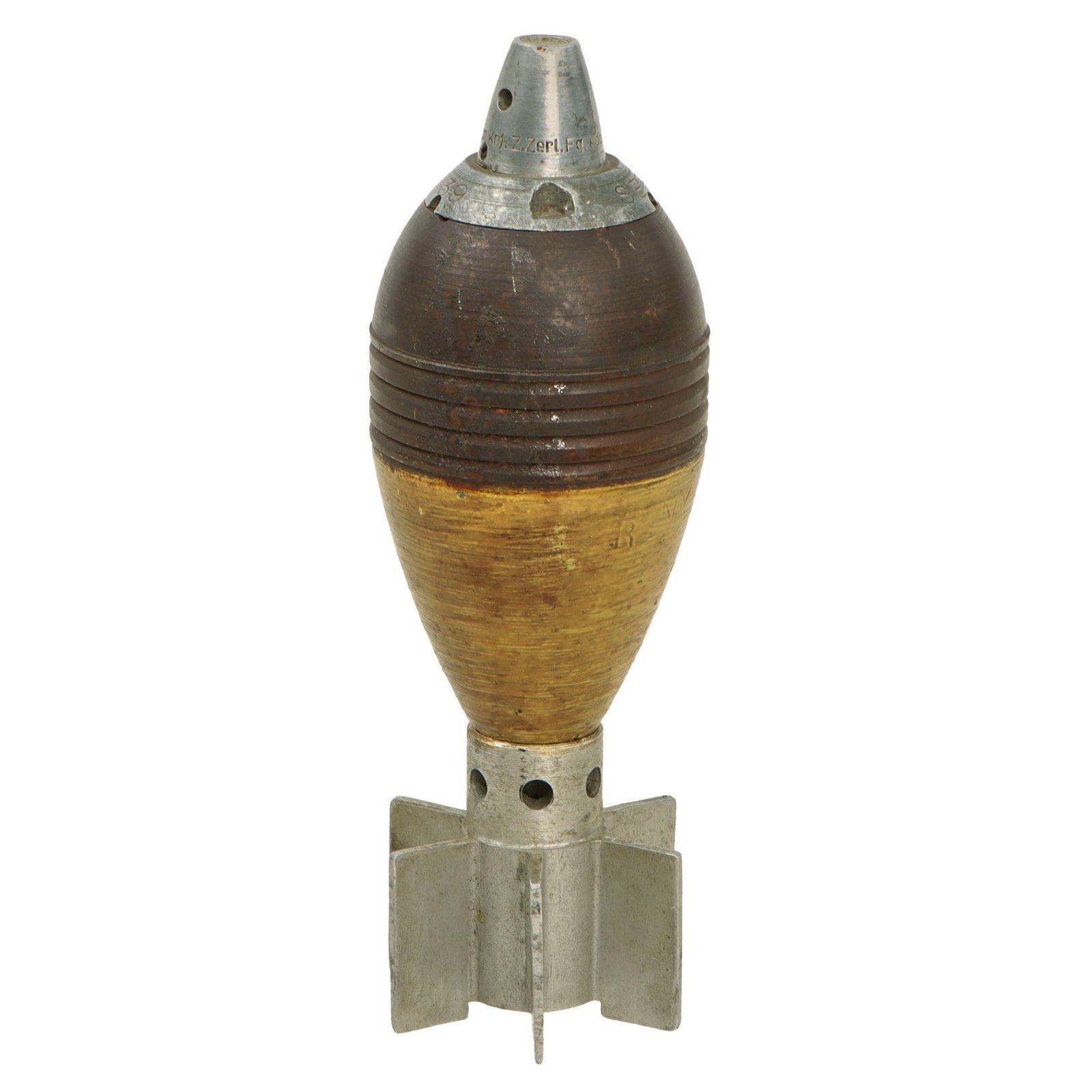 Original French WWII Inert 50mm Mortar Round for Modèle 37 Light Infantry Mortar with German Fuze & Waffenamt