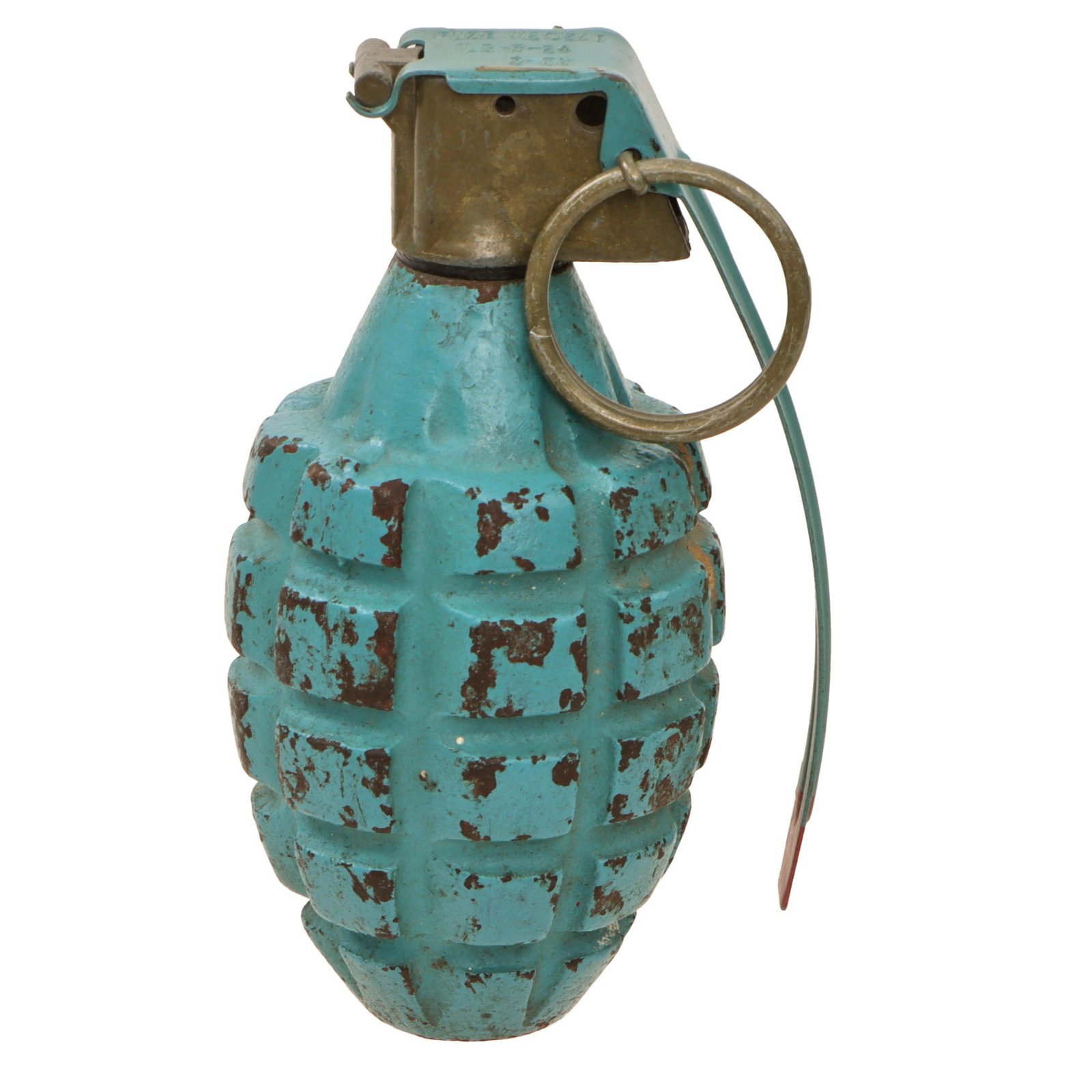 Original U.S. Korean War Era MkII M21 Inert Practice Pineapple Fragmentation Hand Grenade with M205A2 Fuze - Dated 1953