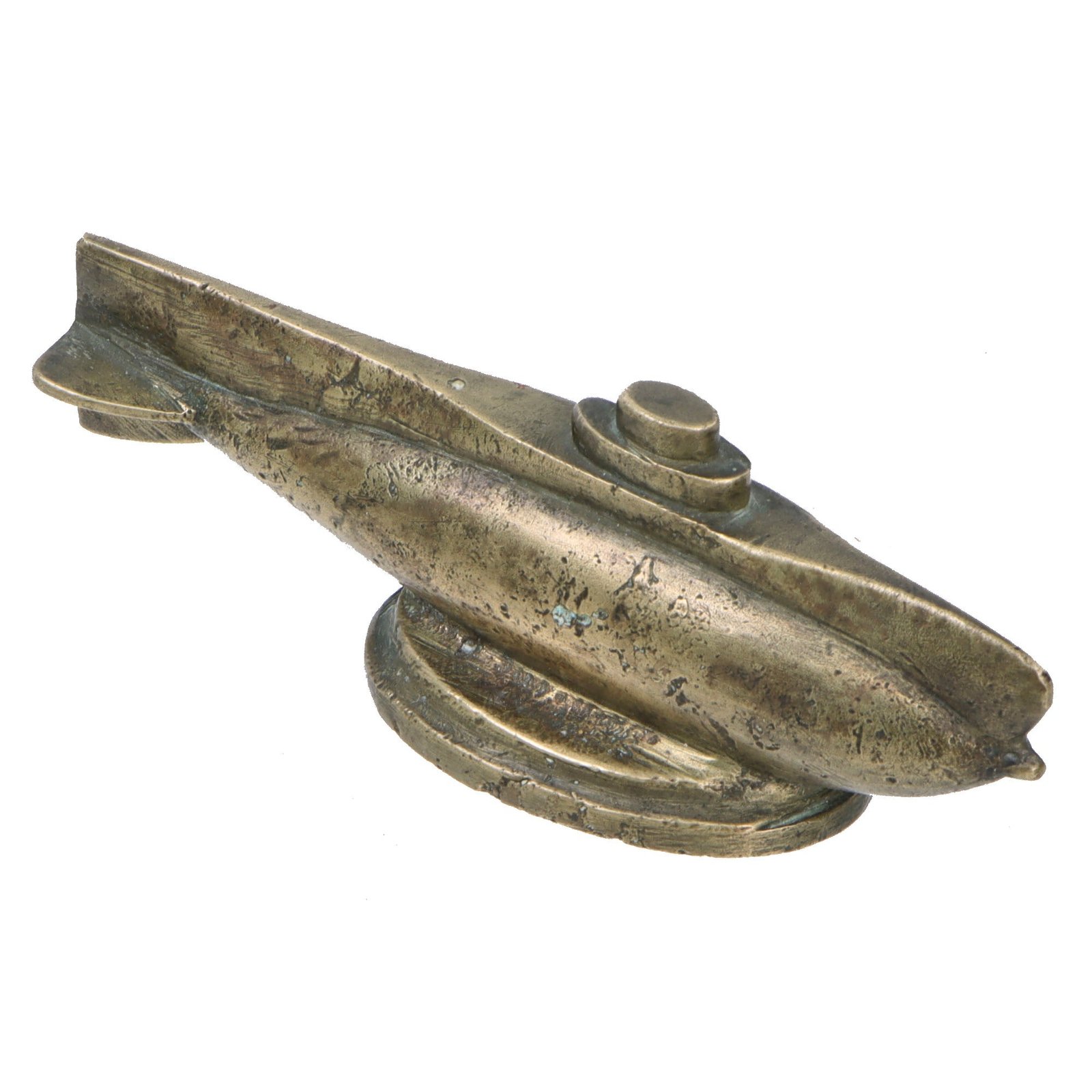 Original German WWI Crude Trench Art Brass Submarine U-Boat