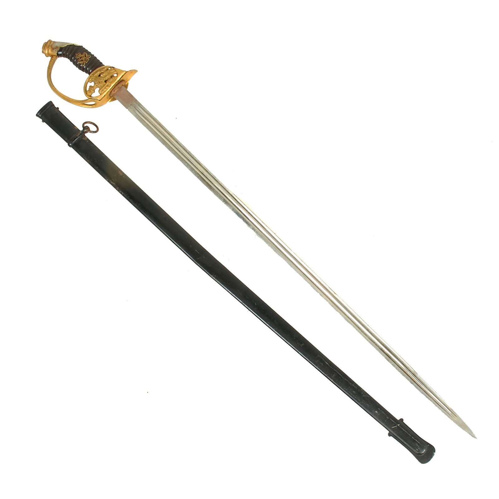 Buy Original Imperial German WWI Era Model 1870 / 1889 Prussian Infantry Officer’s Dress Sword & Scabbard by Pack, Ohliger & Co. | Original Firearms Antique For Sale