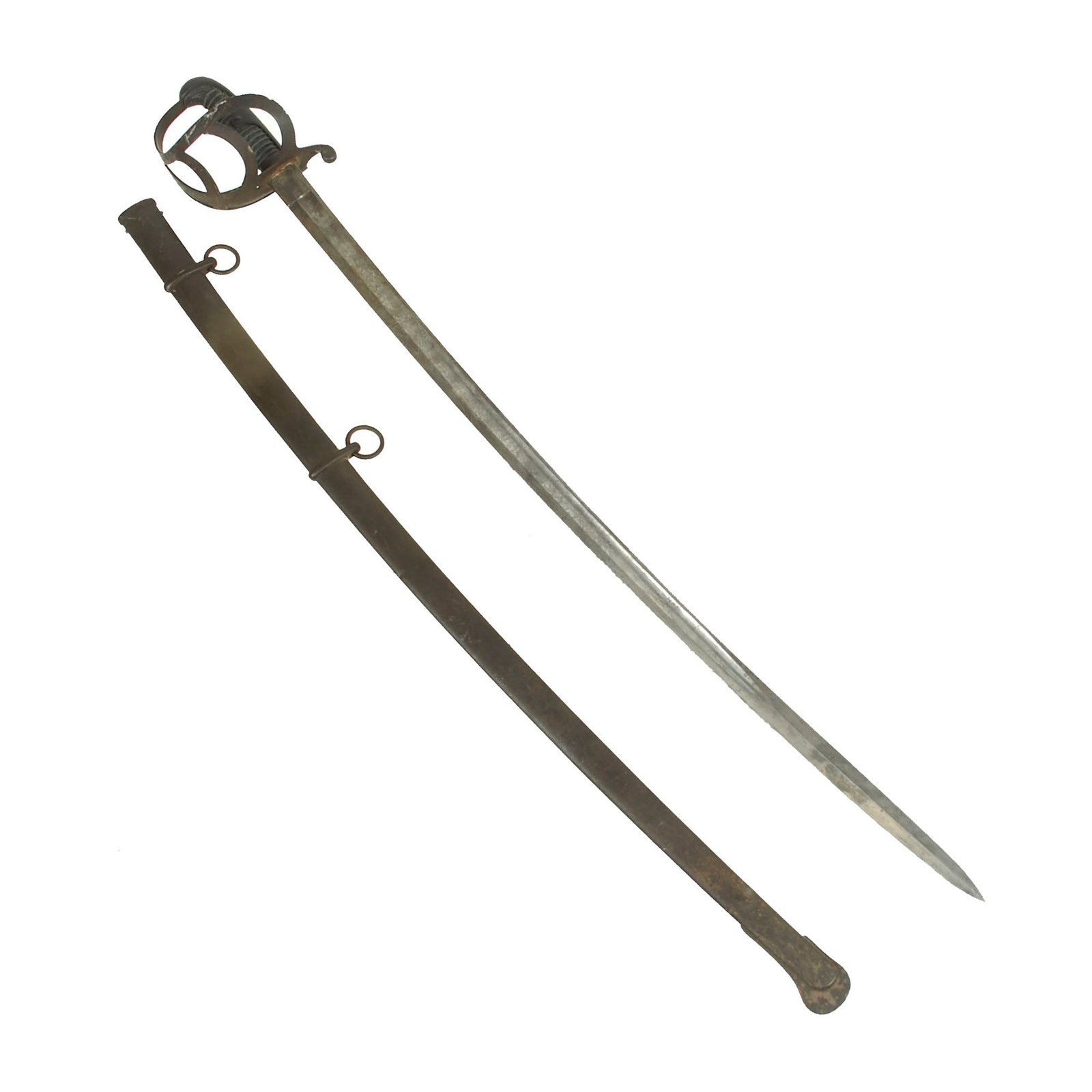 Buy Original U.S. Civil War M-1850 Style German Imported Non-Regulation Cavalry Officer’s Sword & Scabbard with Etched Blade | Original Firearms Antique For Sale