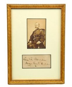 Buy Original U.S. Civil War Framed Major General George Meade Autograph & CVD Photograph with Letter of Provenance - 6¾ x 9¼” | Original Firearms Antique For Sale