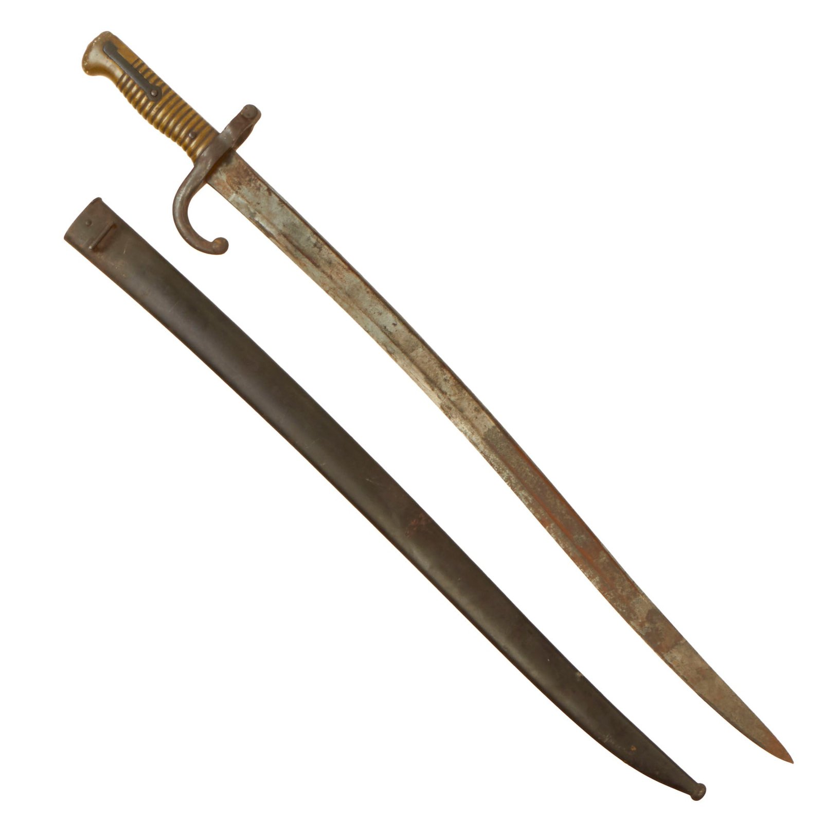 Buy Original French M1866 Chassepot Saber Bayonet with Scabbard - Markings Scrubbed | Original Firearms Antique For Sale