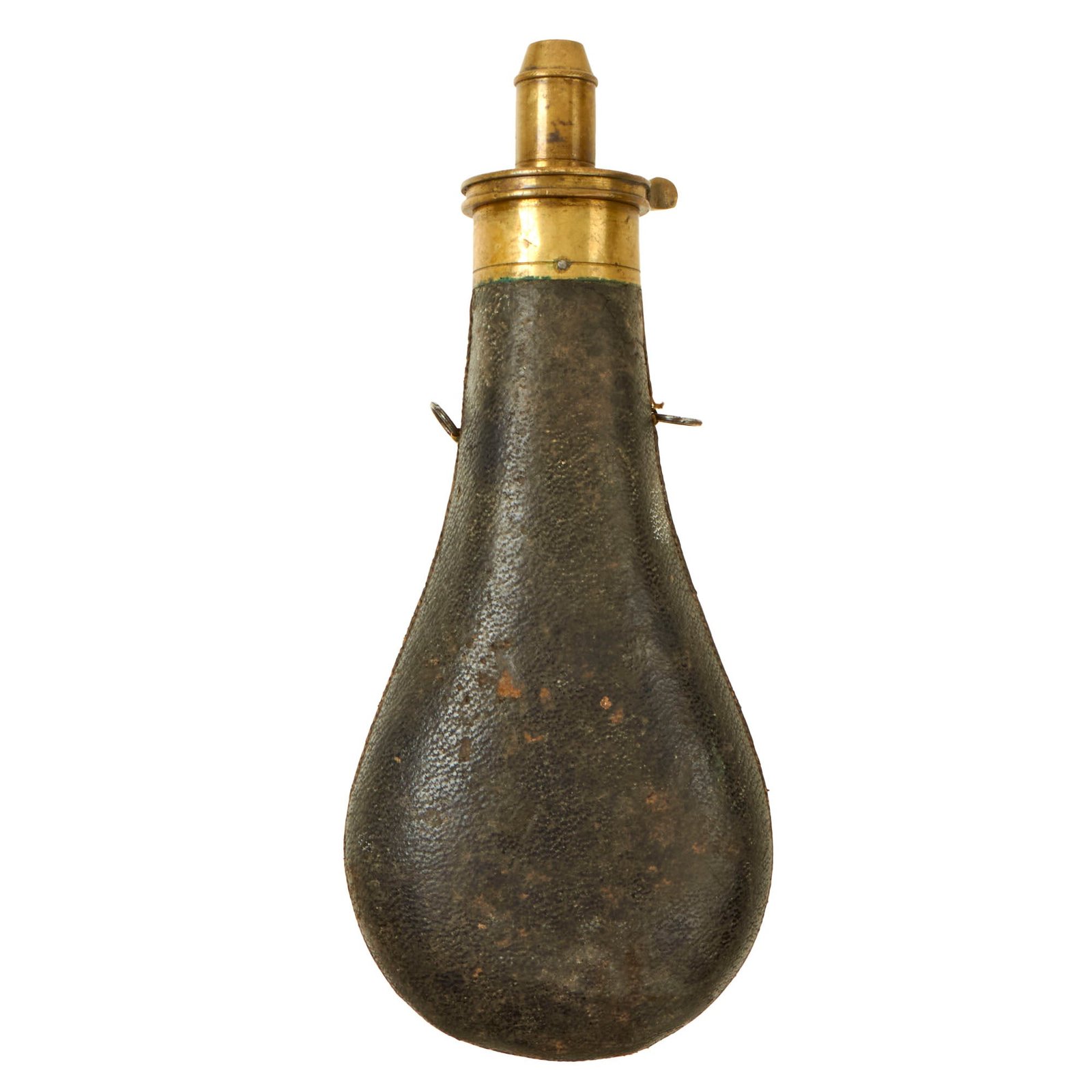 Buy Original U.S. Mexican-American War Era Leather-Covered Powder Flask - Marked Patent | Original Firearms Antique For Sale