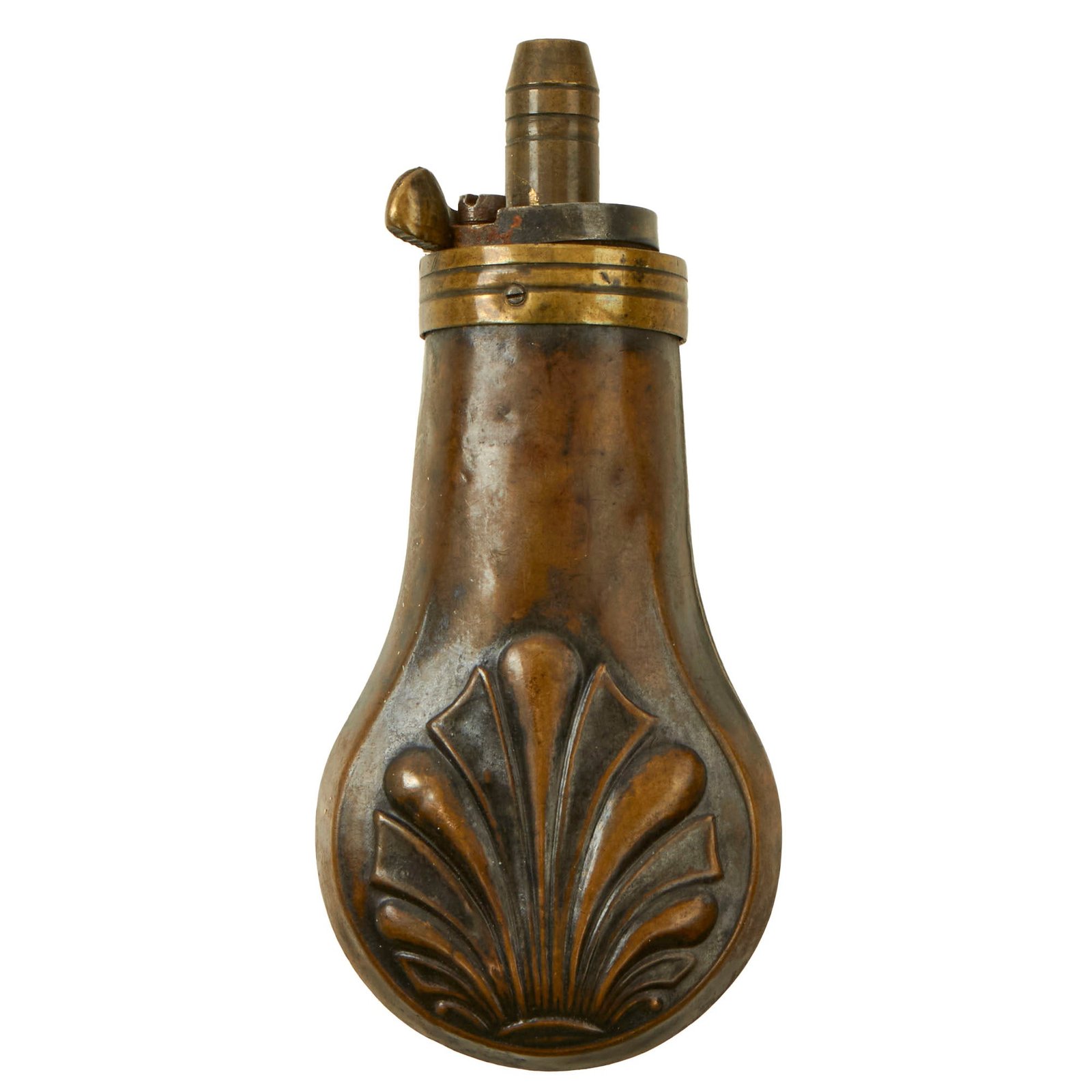 Buy Original U.S. or British American Civil War Era Small Shell Pistol Powder Flask | Original Firearms Antique For Sale