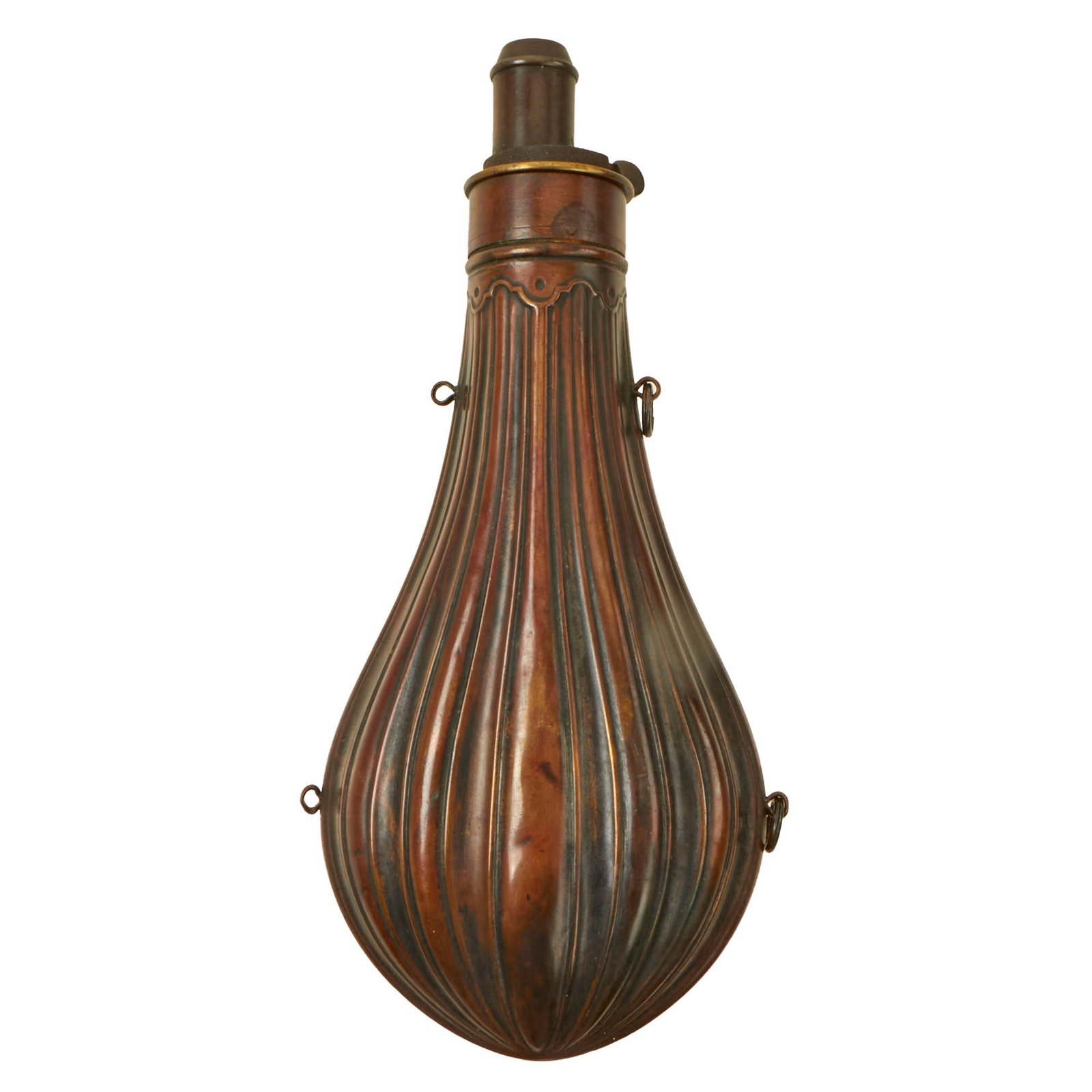 Buy Original U.S. Civil War Era American Flask & Cap Company Fluted Brass Powder Flask | Original Firearms Antique For Sale