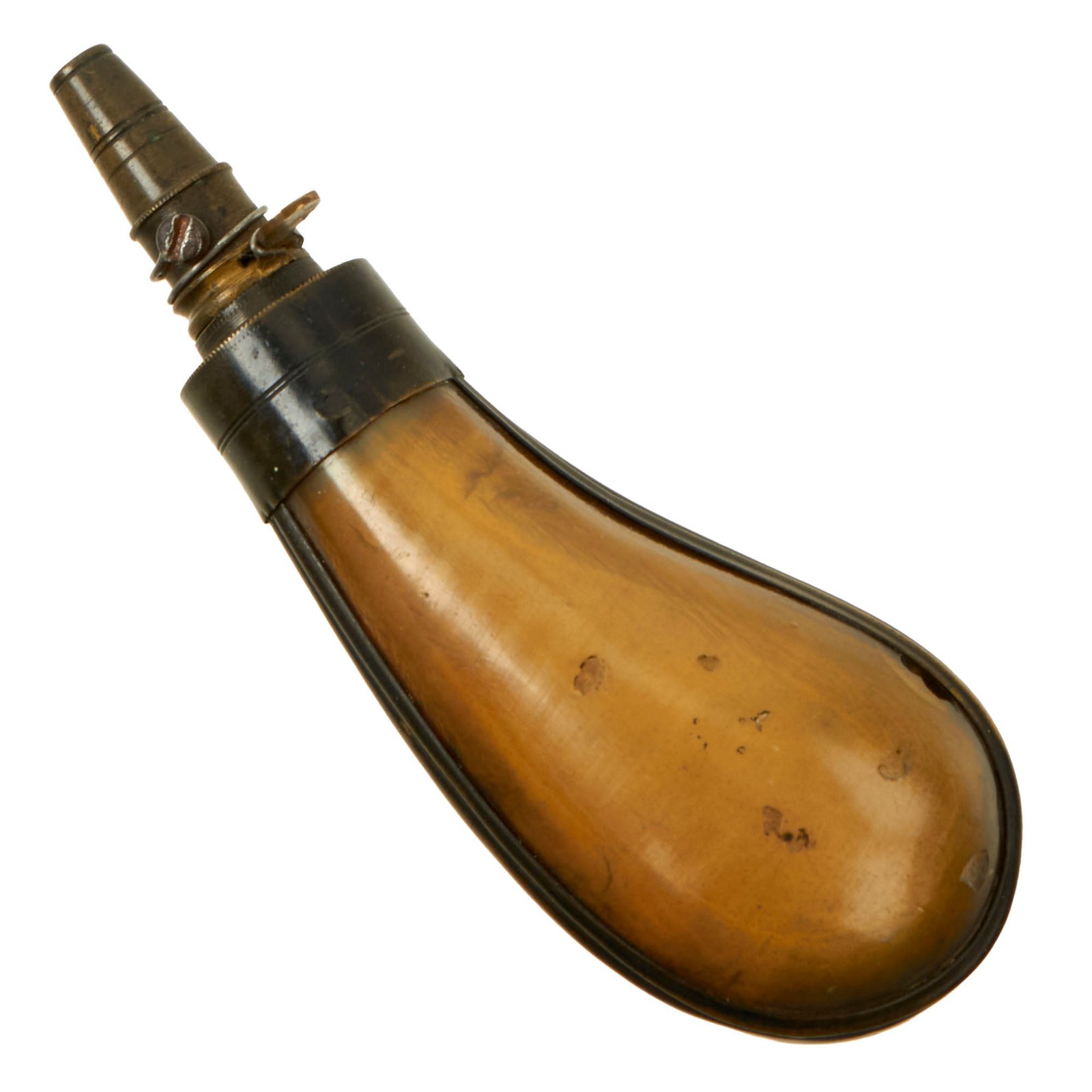 Buy Original U.S. Mexican-American War Era Small Horn Priming Flask with Unusual Charger | Original Firearms Antique For Sale