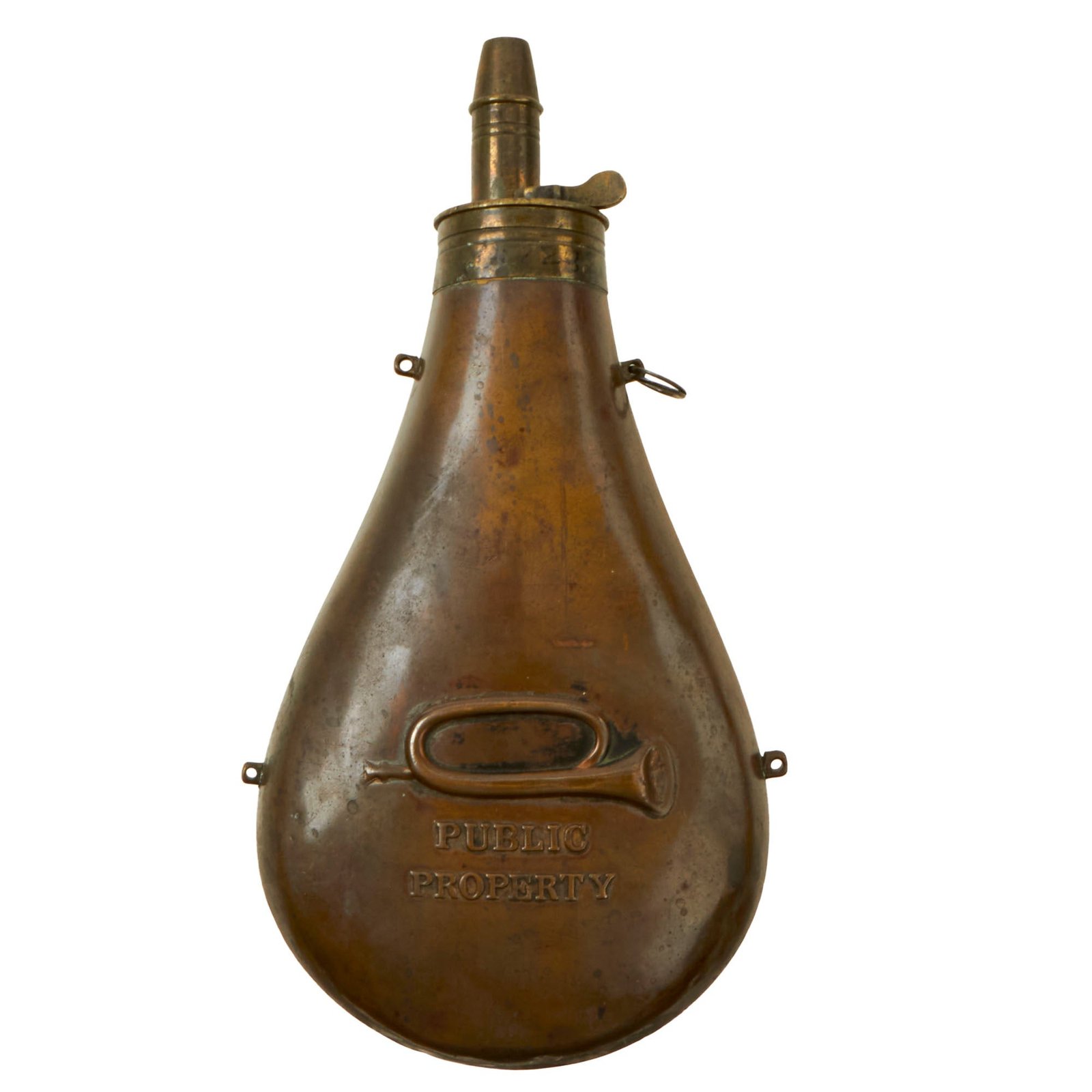 Buy Original U.S. Mexican-American War Era Public Property Marked Powder Flask - Circa 1827 | Original Firearms Antique For Sale