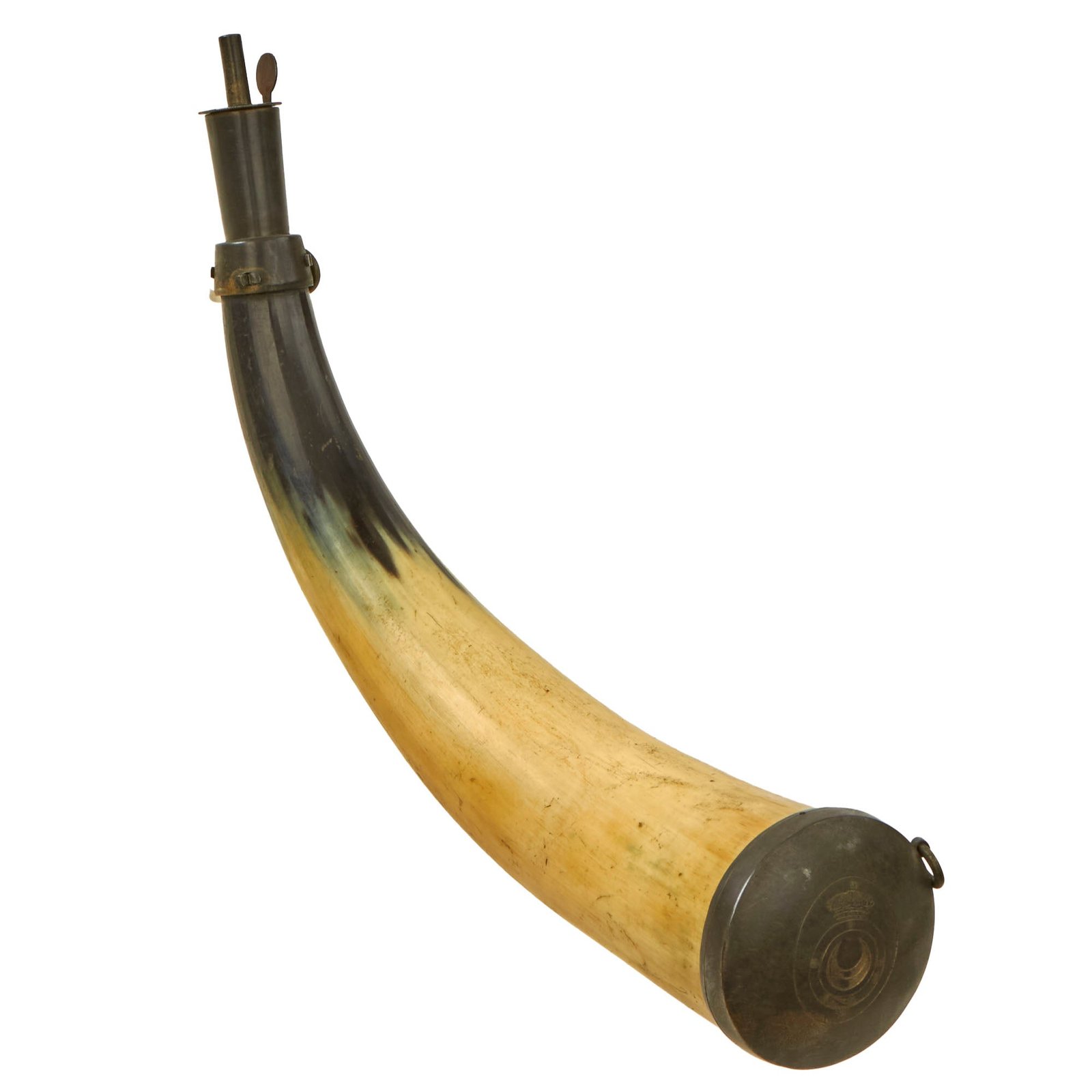 Buy Original British Napoleonic Wars Rare 1798 Percy Tenantry Volunteers Rifleman’s Powder Horn with “Irish Stopper” | Original Firearms Antique For Sale