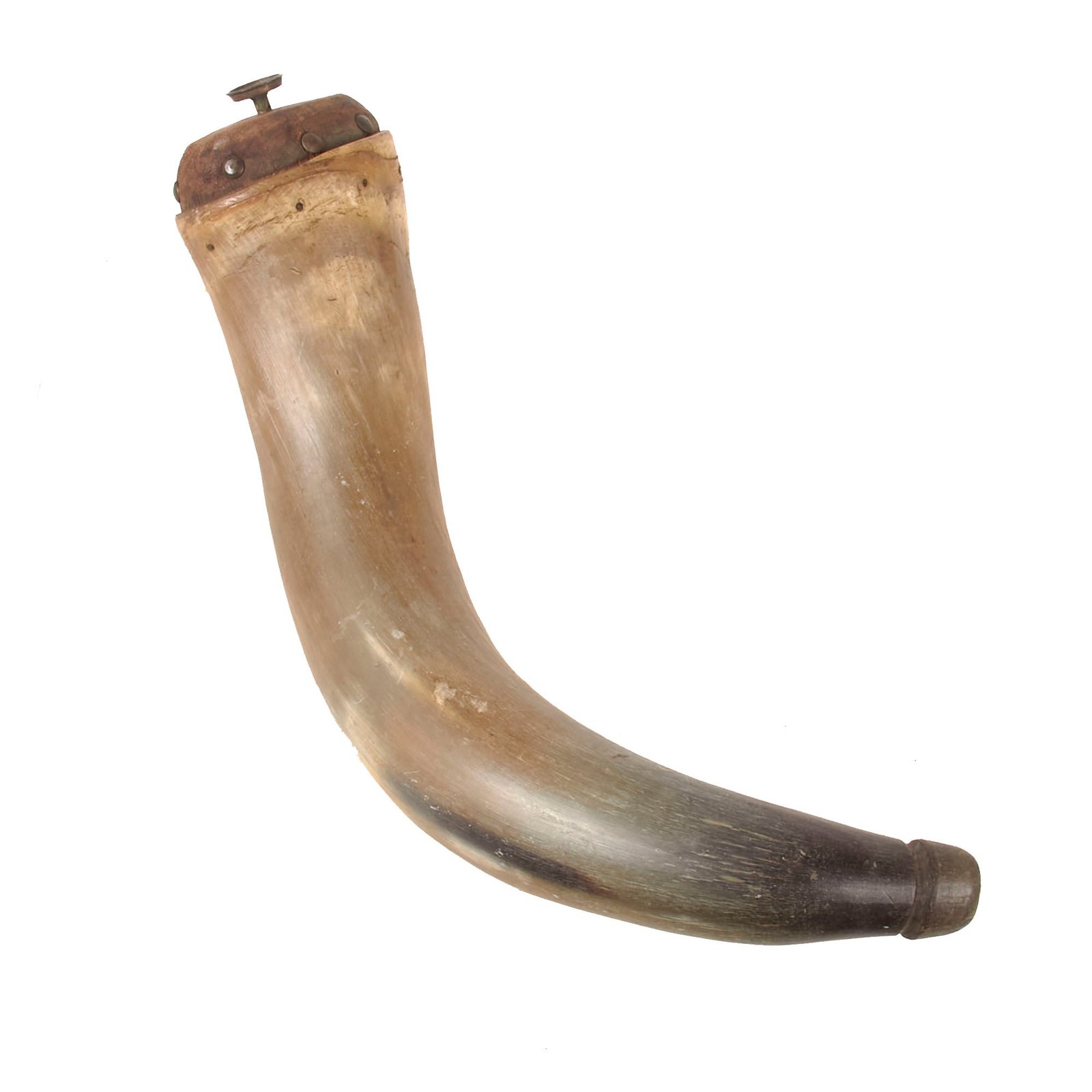 Buy Original U.S. Revolutionary War Era Powder Priming Horn with Late 19th Century Added Knob | Original Firearms Antique For Sale