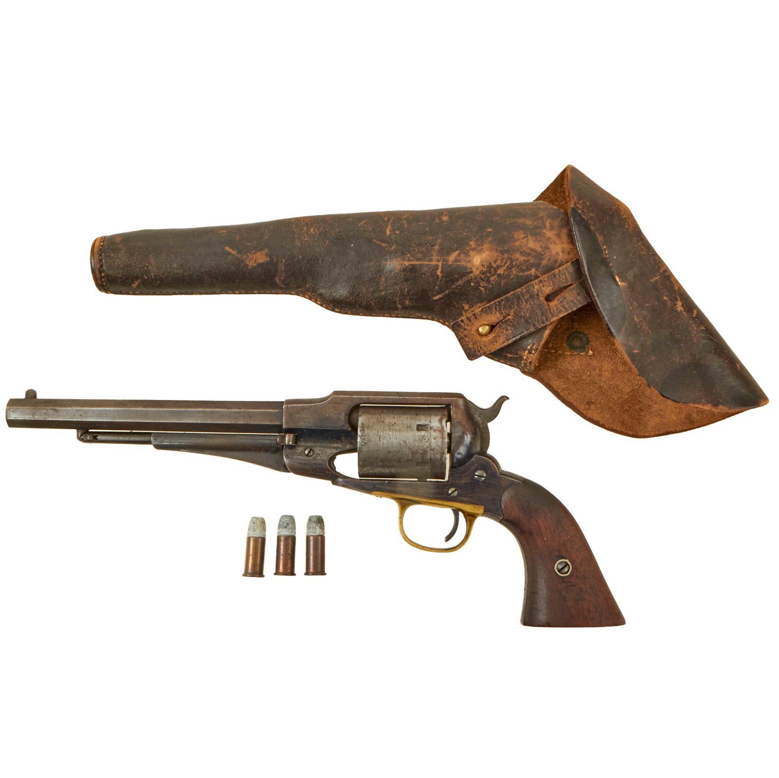 Buy Original U.S. Civil War Remington New Model 1863 Army .44 Rimfire Converted Revolver with Period Holster and 3 Inert Cartridges - Serial 49255 | Original Firearms Antique For Sale