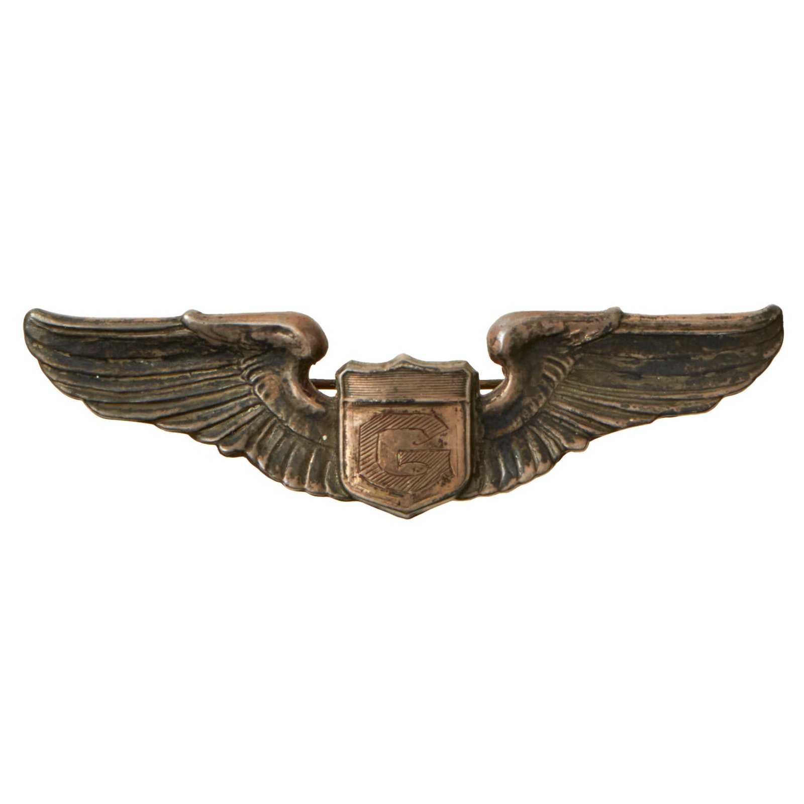 Buy Original U.S. WWII AAF Sterling Silver Pilot Wings Hand-Altered for Glider Pilot - Pinback by American Emblem Co. | Original Firearms Antique For Sale