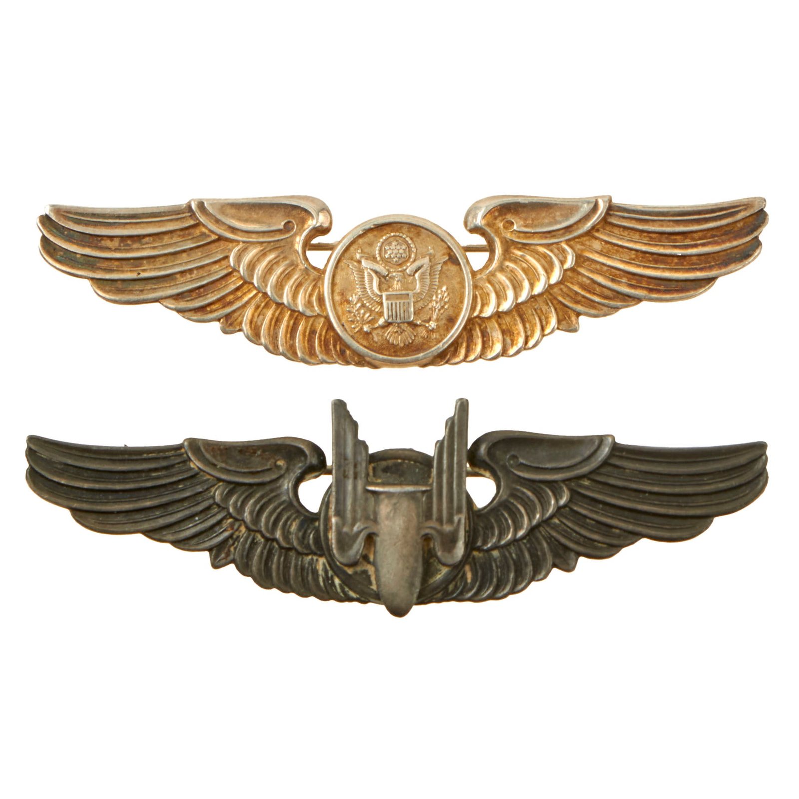 Buy Original U.S. WWII Army Air Force USAAF Set of 2 Aviator Aerial Gunner & Aircrew Wings by LGB & Moody Bros. - Sterling Silver | Original Firearms Antique For Sale