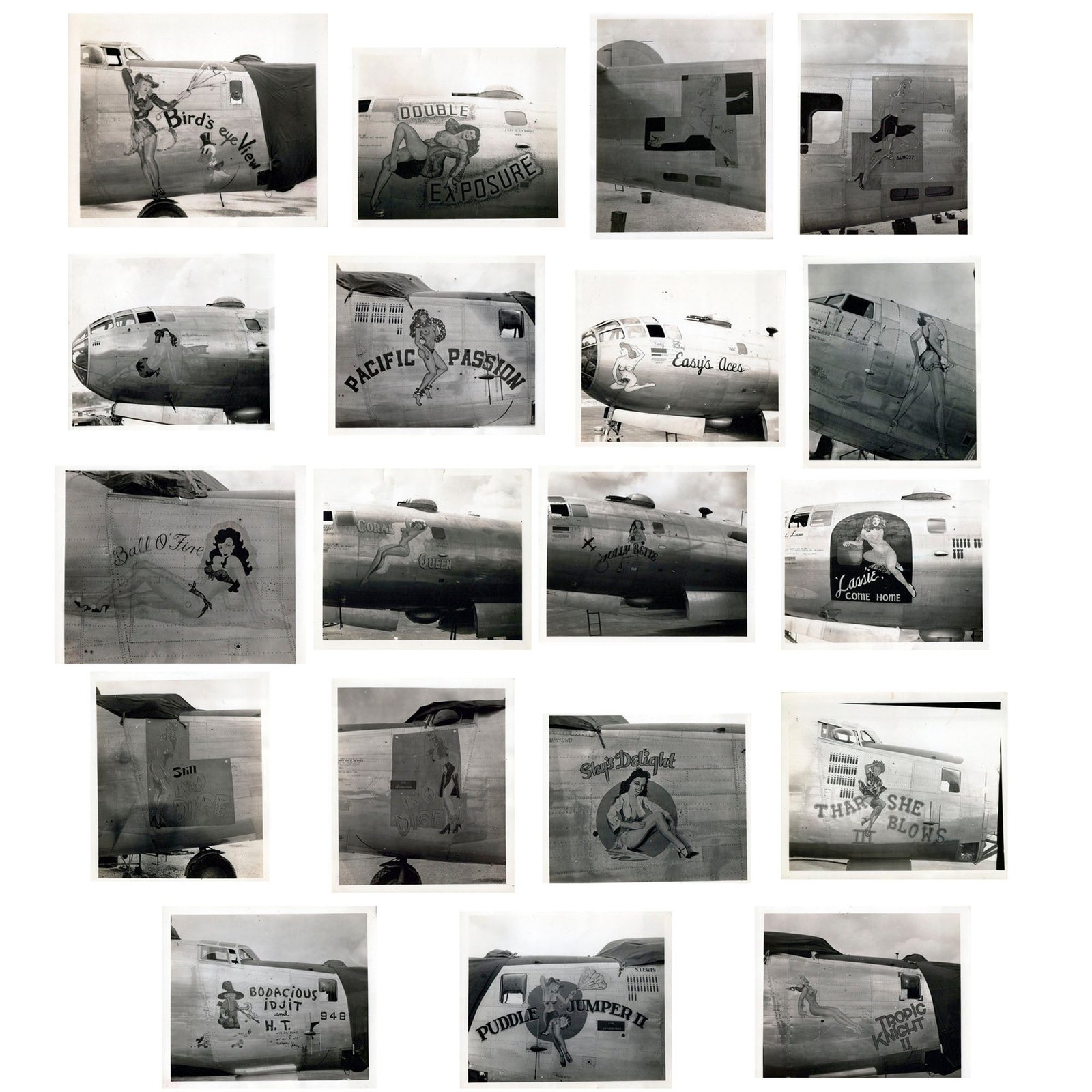 Buy Original U.S. WWII AAF Nose Art Photo Collection with Fantastic Artwork - 19 Photos Total | Original Firearms Antique For Sale