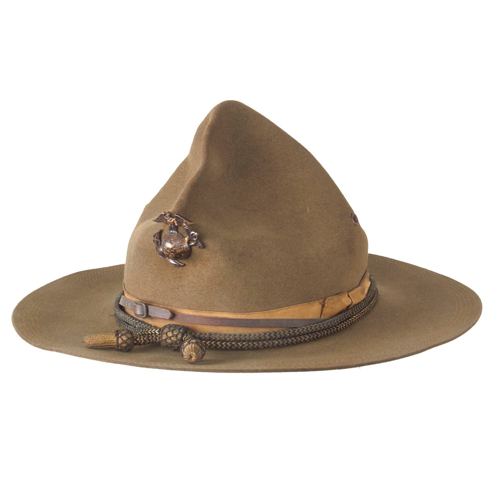 Buy Original U.S. WWI Marine Corps Officer’s Army M-1911 Campaign Hat by Stetson with Early EGA Device & Chinstrap - Size 7 ⅛ | Original Firearms Antique For Sale