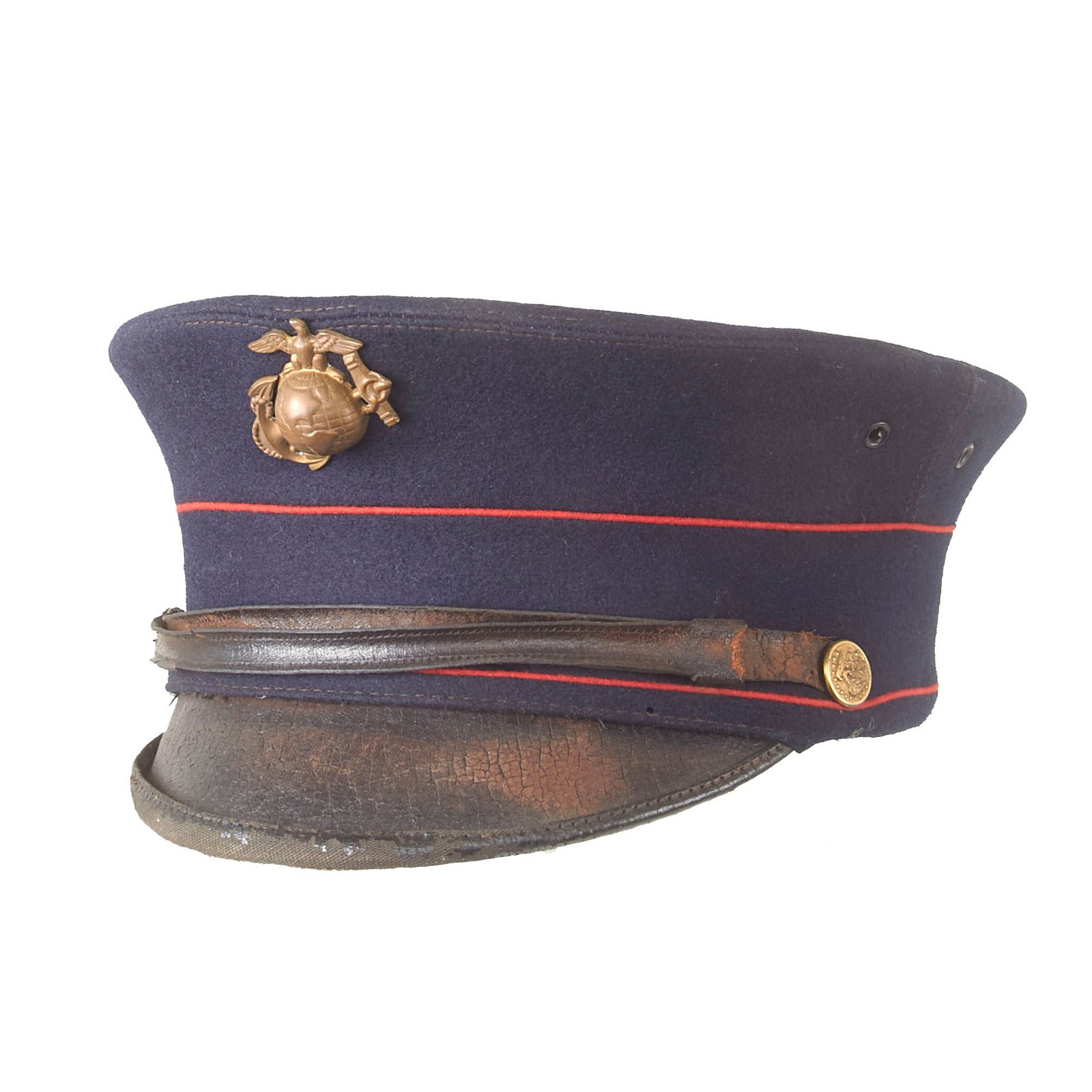 Buy Original WWI U.S. Marine Corps M1917 Dress Blue Enlisted Bell Crown Visor Cap - 6 7/8 | Original Firearms Antique For Sale