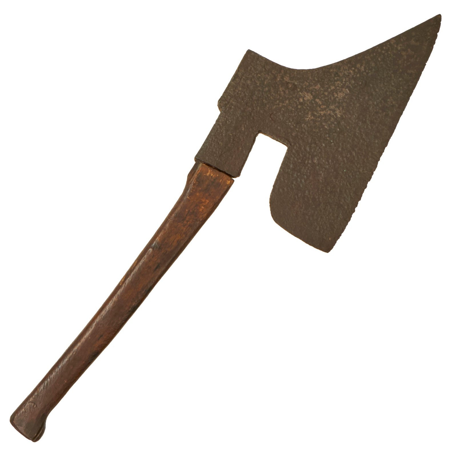 Buy Original French Colonial Period Blacksmith Hand Forged Trade Broadaxe with Globus Cruciger Blacksmith Markings & Period Shaft | Original Firearms Antique For Sale