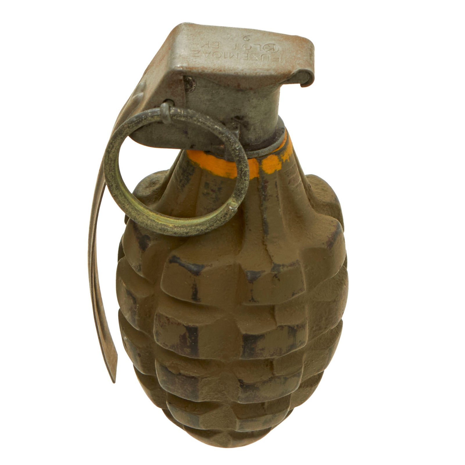Original U.S. WWII Inert MkII Pineapple Grenade with Yellow Ring & M10A2 Fuze