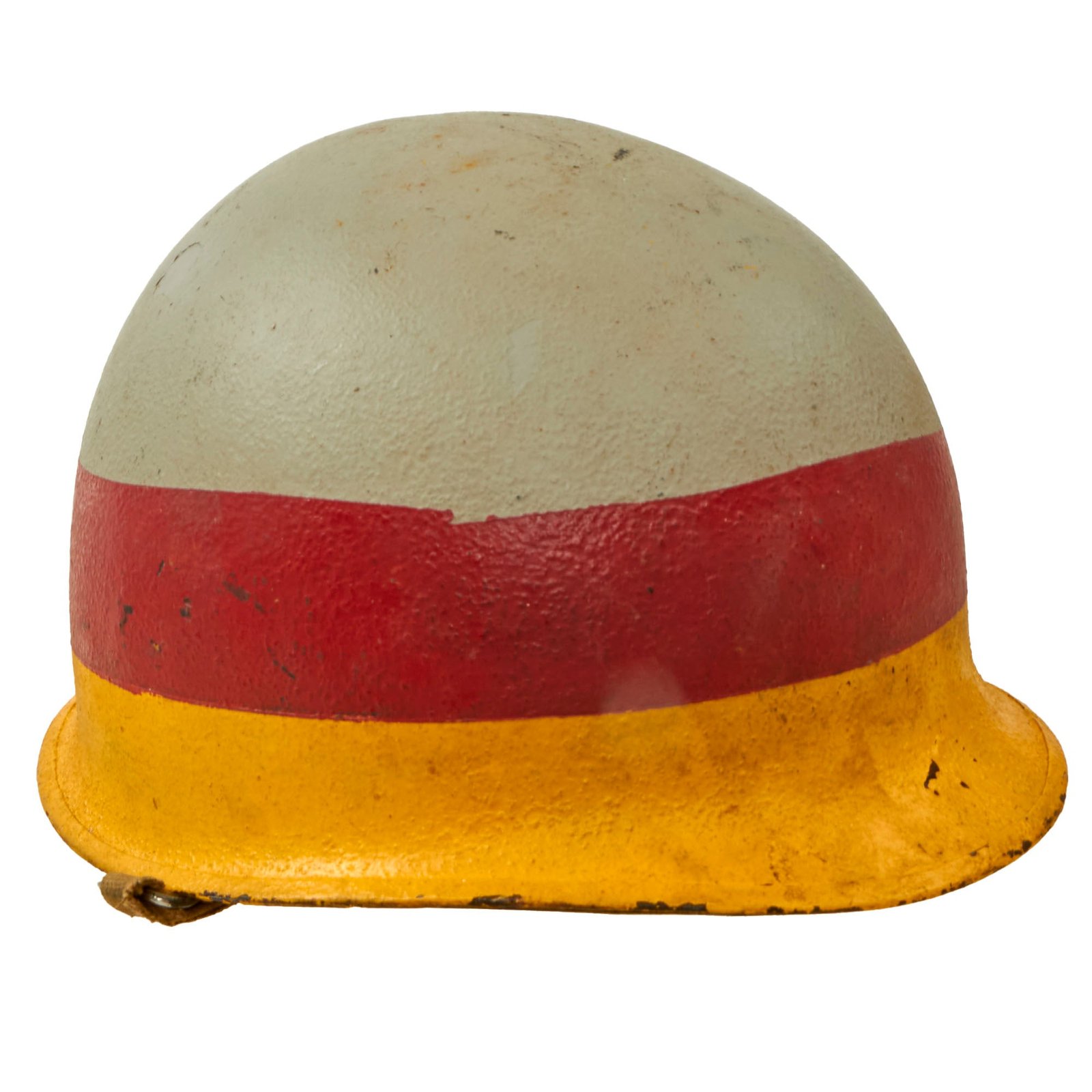 Buy Original U.S. WWII Navy Painted Damage Control or Supply Battalion Rear Seam Swivel Bale M1 Helmet with Westinghouse Liner | Original Firearms Antique For Sale