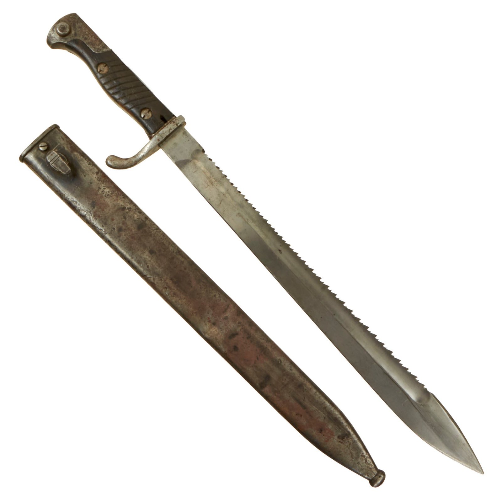 Buy Original German WWI M1898/05 n/A Butcher Sawback Bayonet by Mauser with Scabbard - Dated 1916 | Original Firearms Antique For Sale