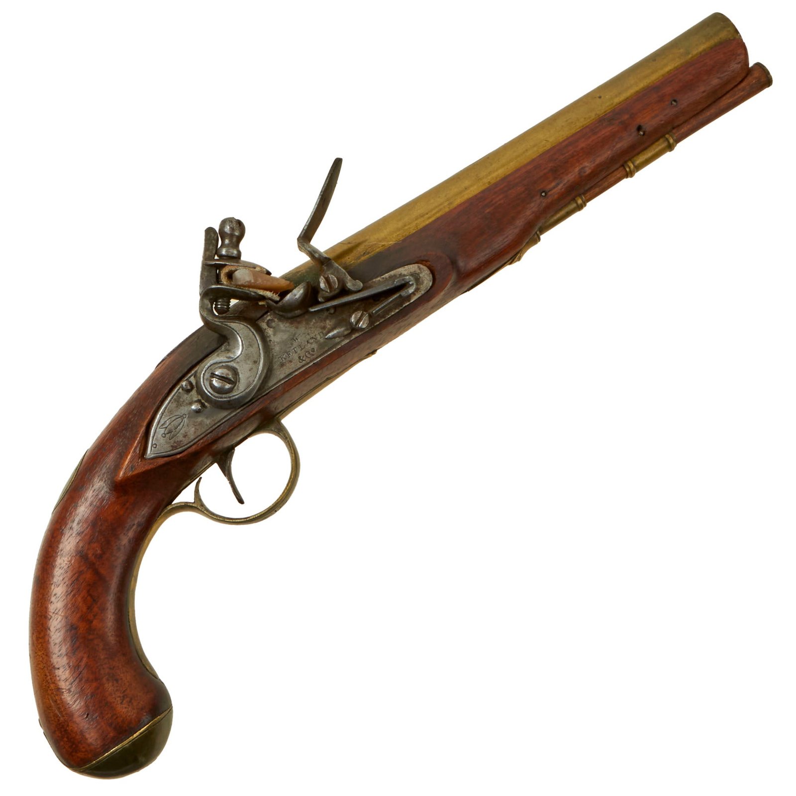 Buy Original British Fur-Trade Flintlock Pistol by W. Ketland & Co. with Birmingham Proofed Brass Barrel - circa 1820 | Original Firearms Antique For Sale