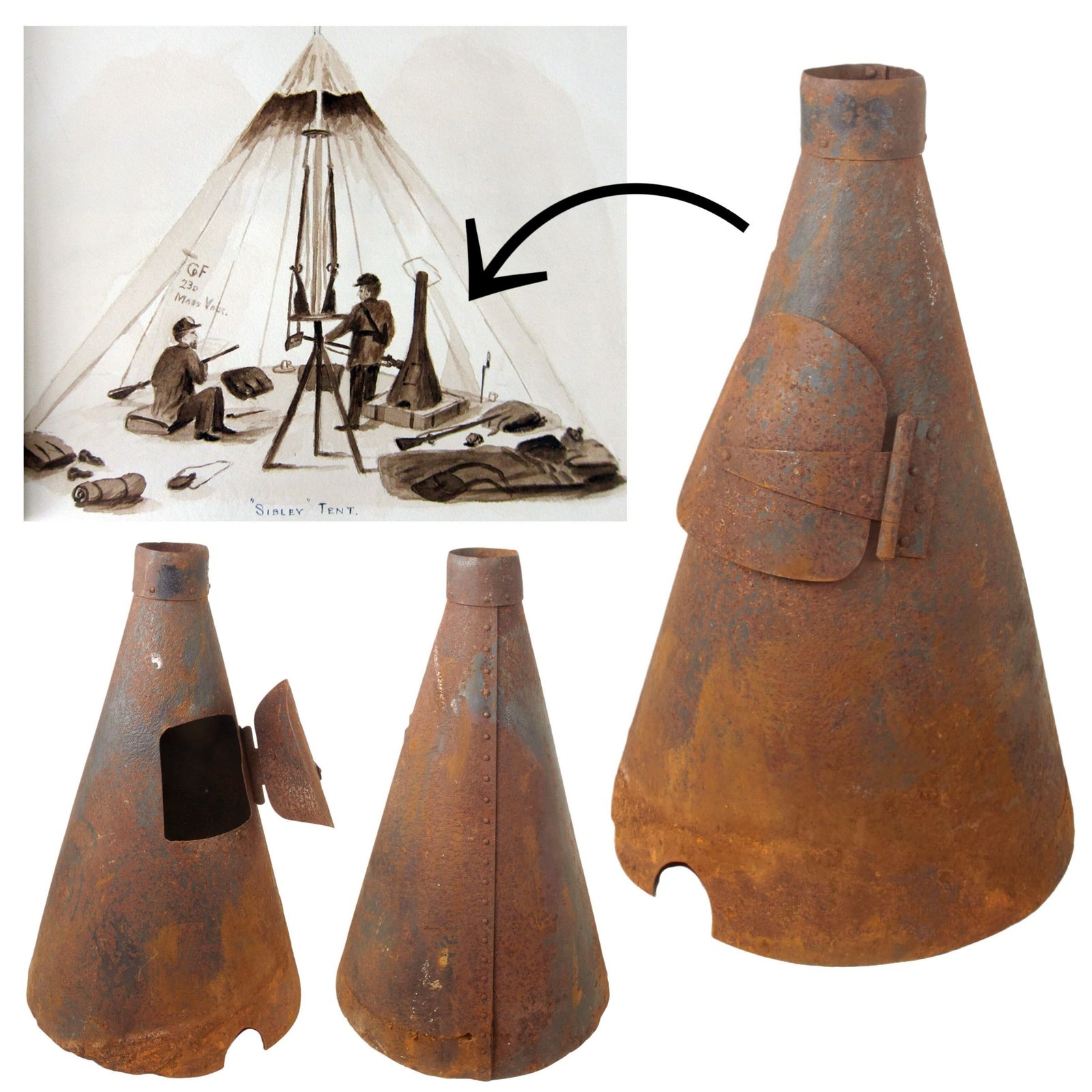 Buy Original U.S. Civil War Sibley Tent Stove in Relic Condition - Used Throughout World War I - Extremely Scarce | Original Firearms Antique For Sale