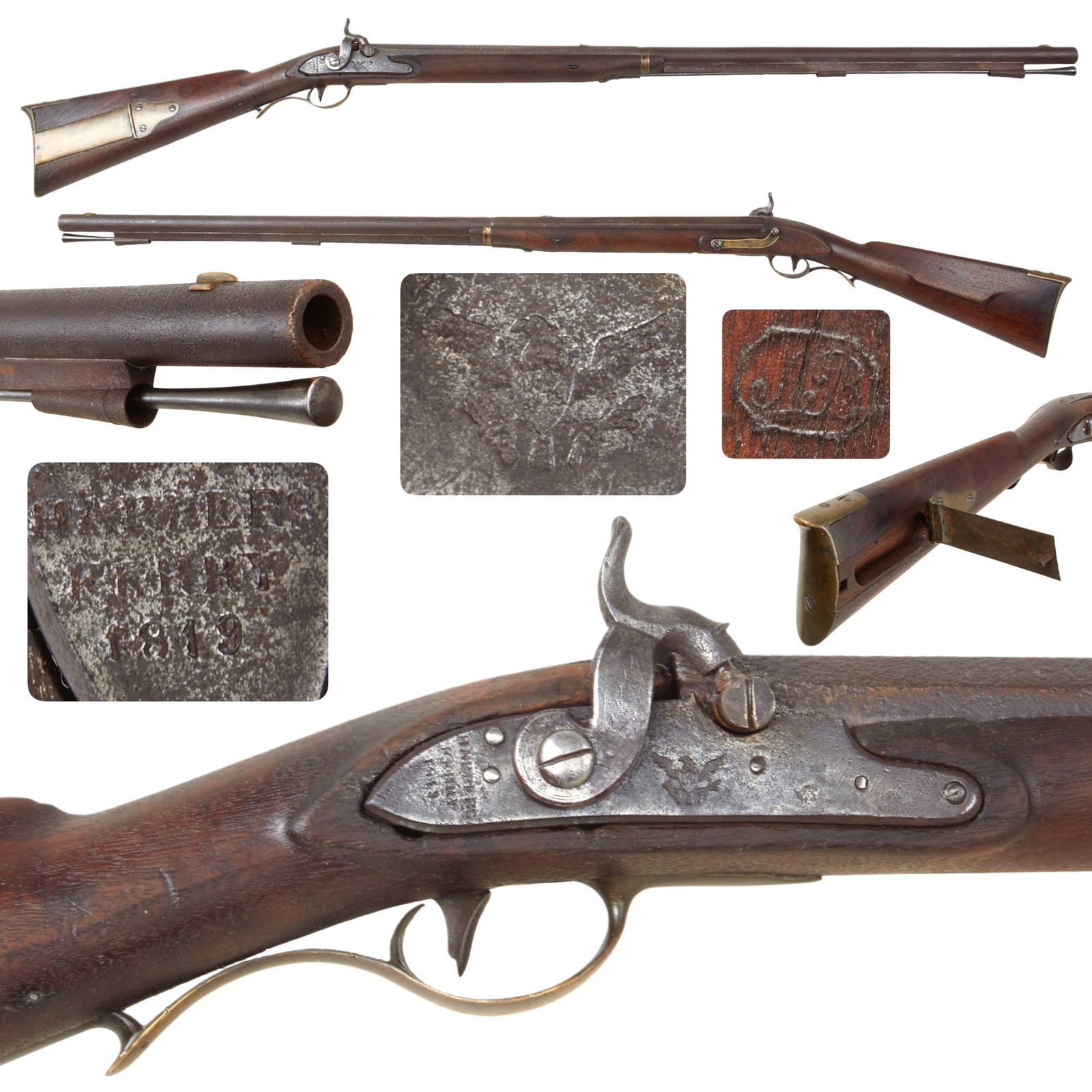 Original U.S. Harpers Ferry Arsenal Model 1803 Type II Percussion Converted Rifle Dated 1819 - Extremely Rare