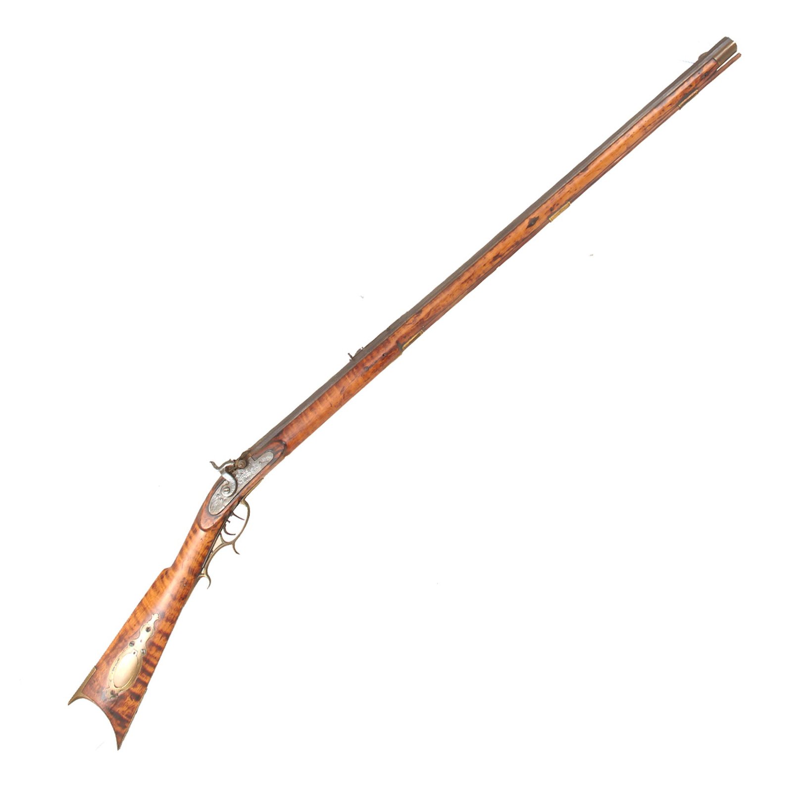 Buy Original U.S. Lancaster Pennsylvania Style Percussion Rifle with Flame Maple Stock and Set Trigger - Circa 1840 | Original Firearms Antique For Sale