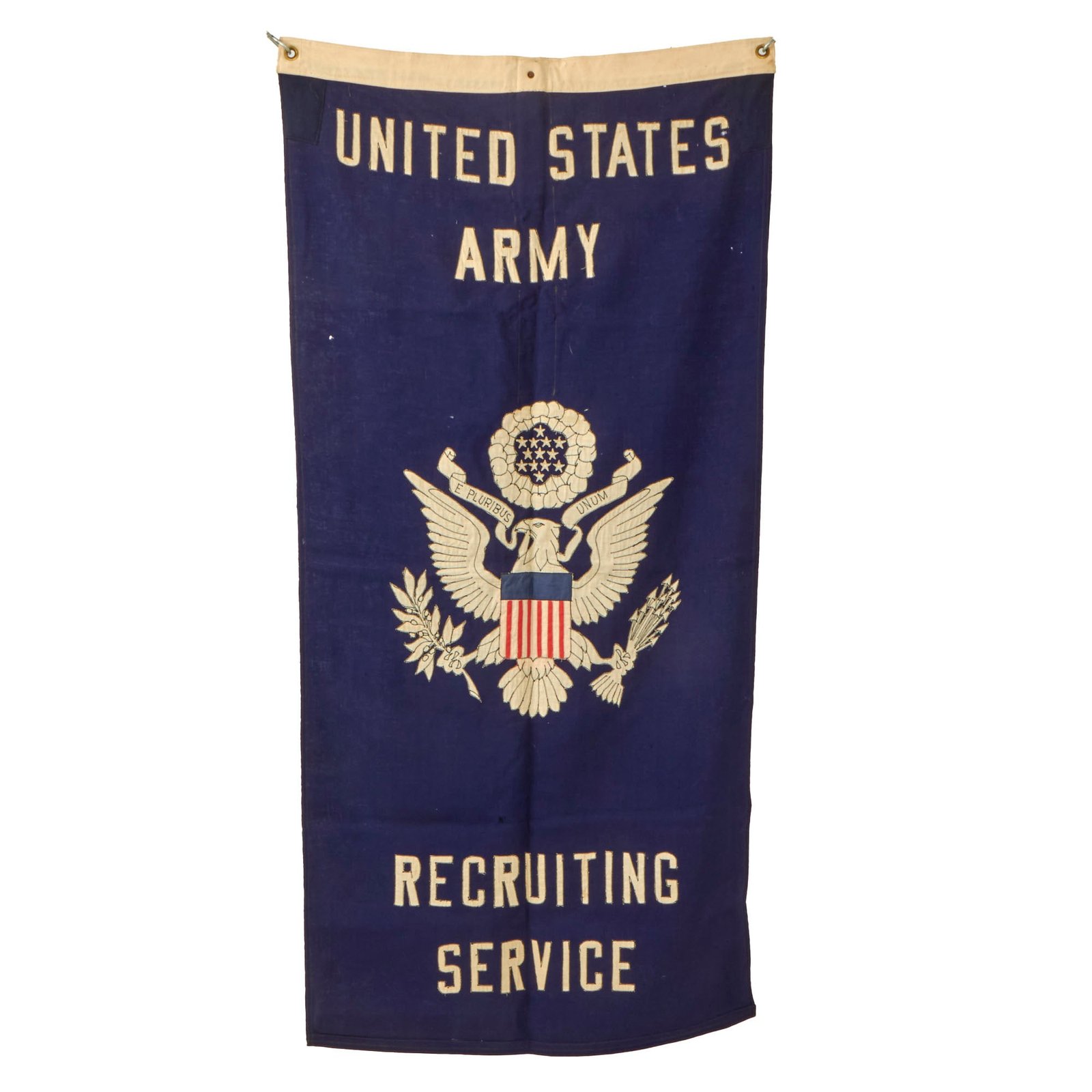 Buy Original U.S. WWII Era US Army Recruiting Service Recruitment Banner - 28 x 57” | Original Firearms Antique For Sale