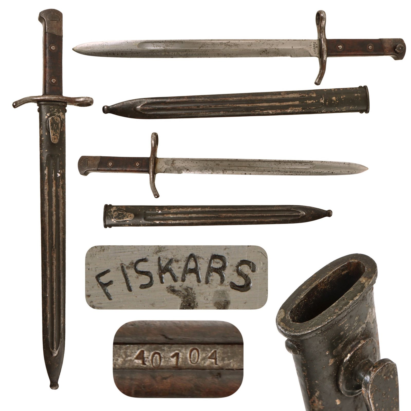 Original Finnish WWII Model 1928 Bayonet Marked Fiskars with Scabbard - As Used on M/27 Mosin-Nagant Rifle
