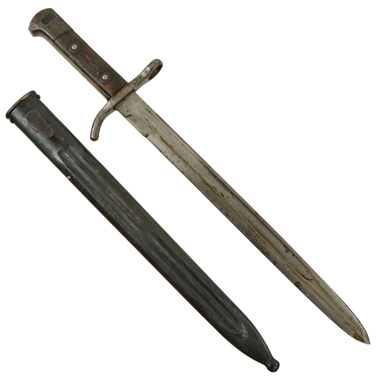 Original Finnish WWII Model 1928 Bayonet Marked Fiskars with Scabbard - As Used on M/27 Mosin-Nagant Rifle