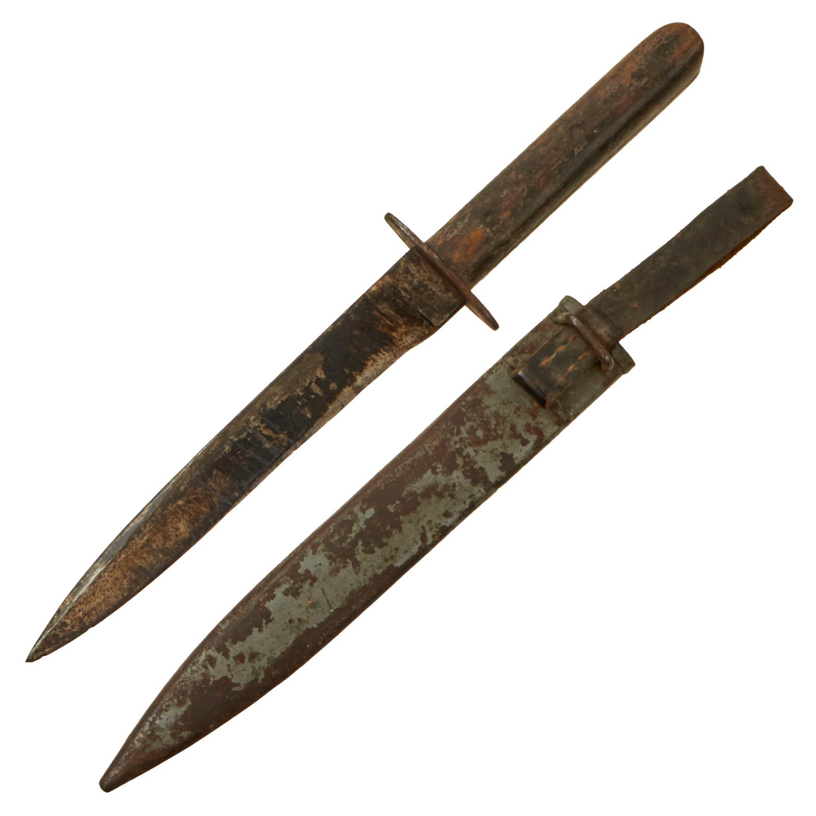 Buy WWI Austro-Hungarian Service-Used Model 1917 Trench Knife with Scabbard and Belt Attachment by Resicka | Original Firearms Antique For Sale