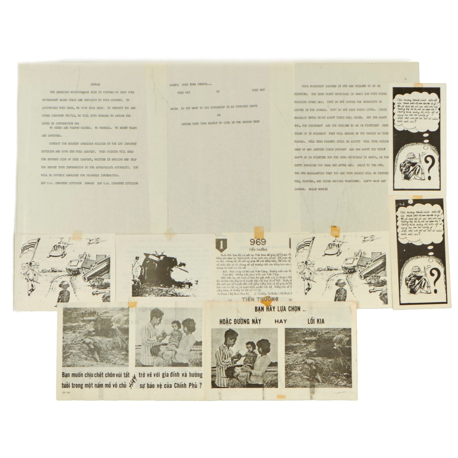 Buy Original U.S. Vietnam War Propaganda Leaflets with Original Psy-Op Descriptions - Lot of Five | Original Firearms Antique For Sale