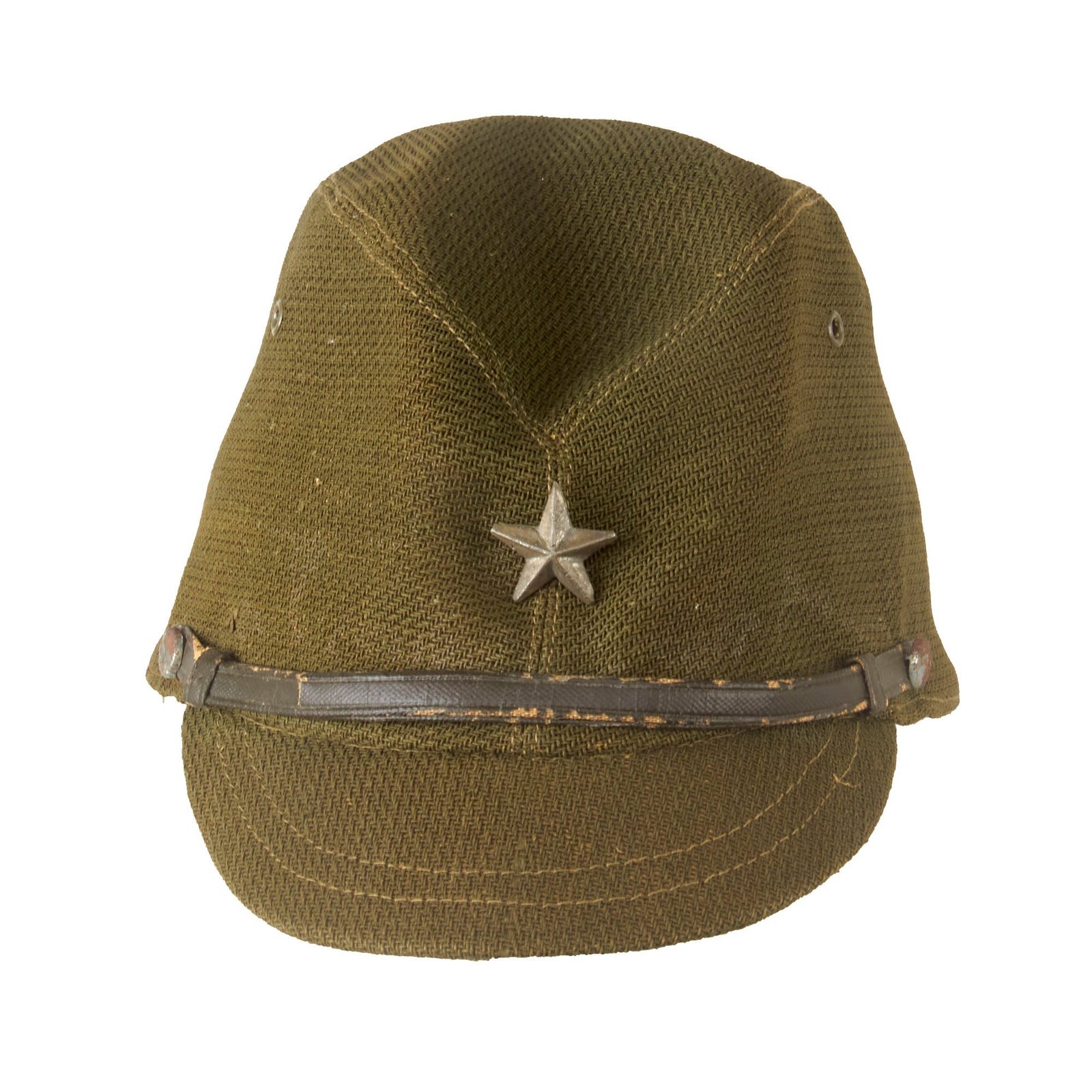 Buy Original Japanese WWII Army Late Pattern “Papercloth” Officer’s Forage Cap with Chinstrap & Star | Original Firearms Antique For Sale