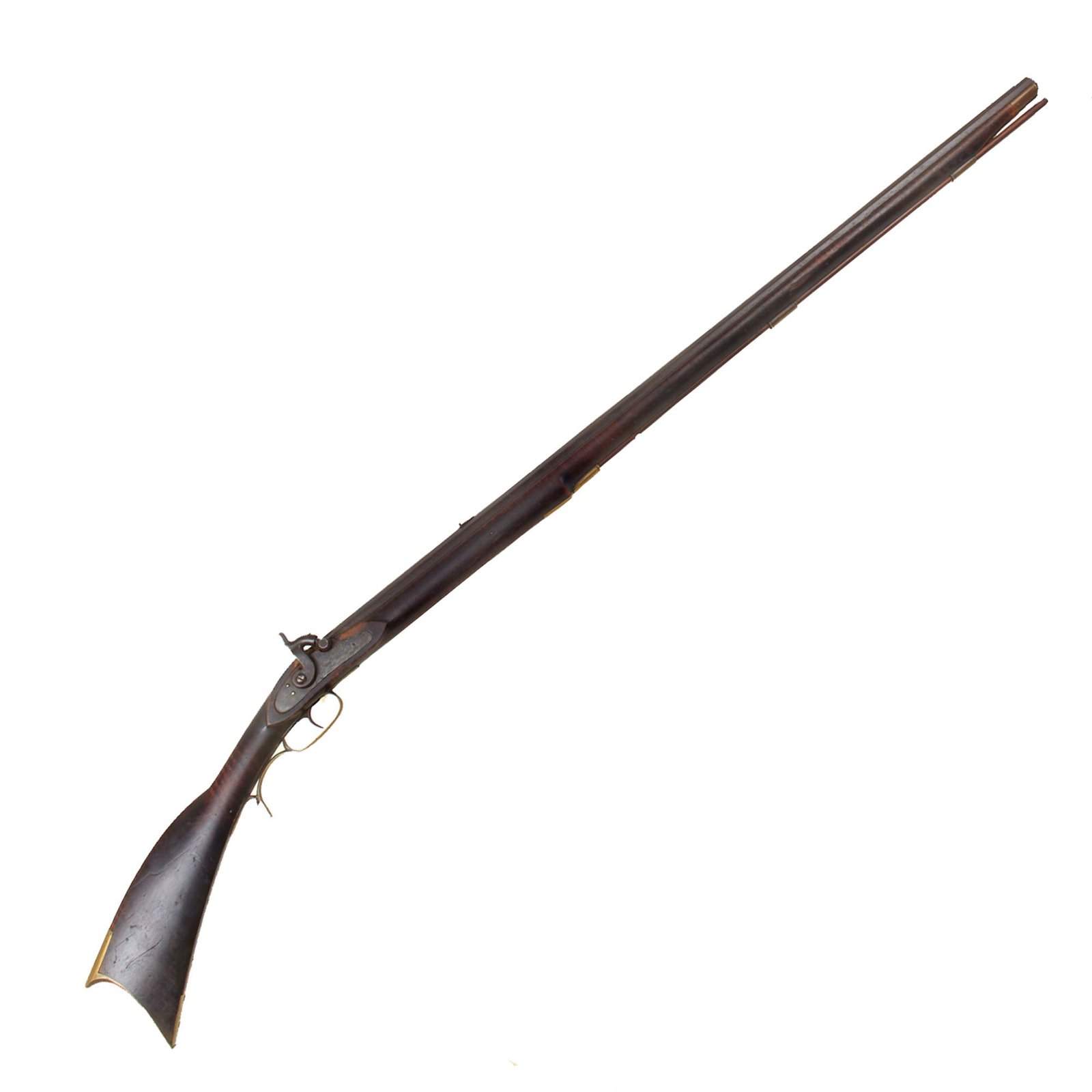 Buy Original U.S. Pennsylvania Percussion Rifle by Henry E. Leman with Full Flame Maple Stock and Personalized Barrel - circa 1850 | Original Firearms Antique For Sale