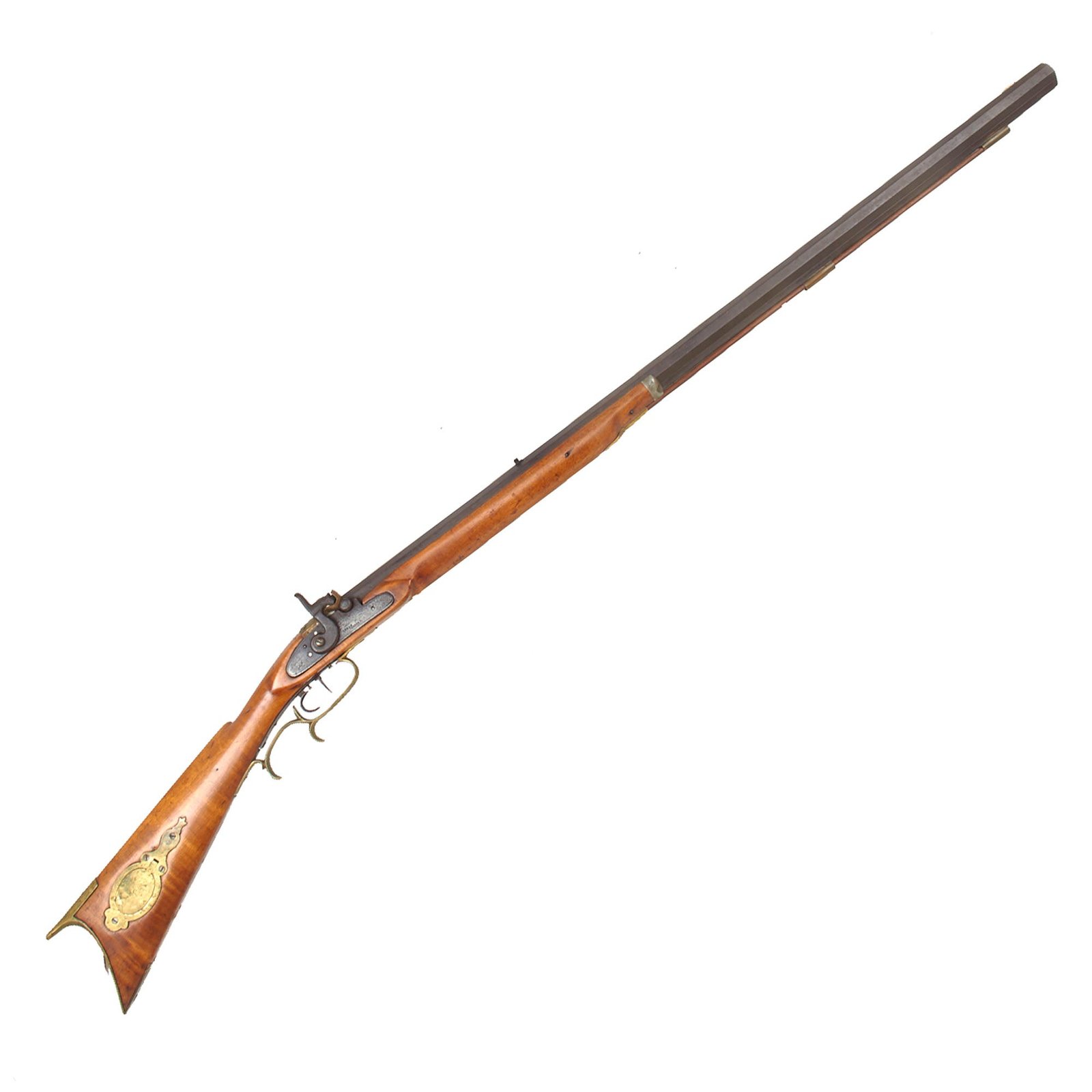 Buy Original U.S. Pennsylvania Percussion Rifle by Henry E. Leman with Flame Maple Half Stock and Disabled Set Trigger - circa 1850 | Original Firearms Antique For Sale