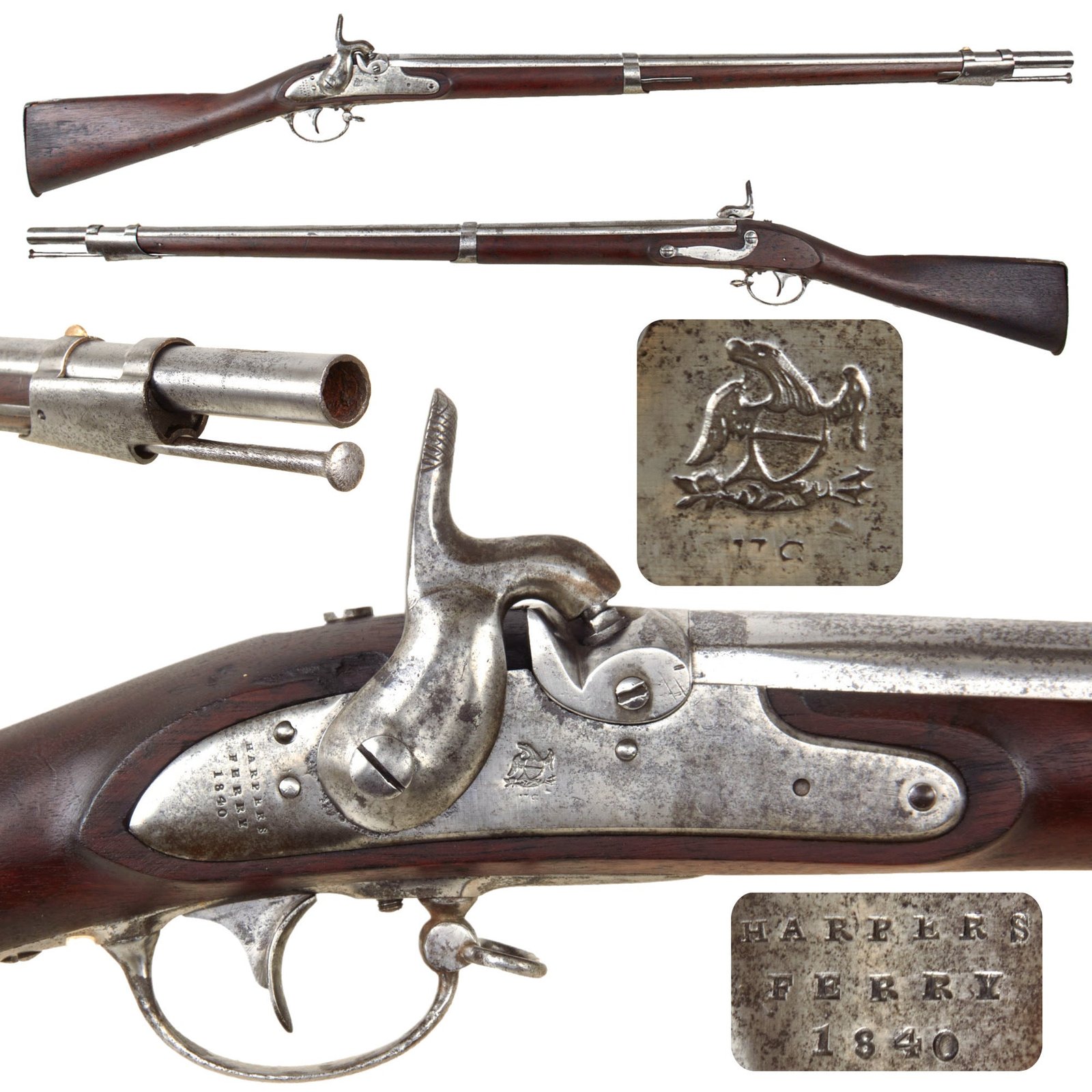 Original U.S. Civil War Era Springfield Model 1835 Percussion Converted Artillery Short Musket by Harpers Ferry - Dated 1840