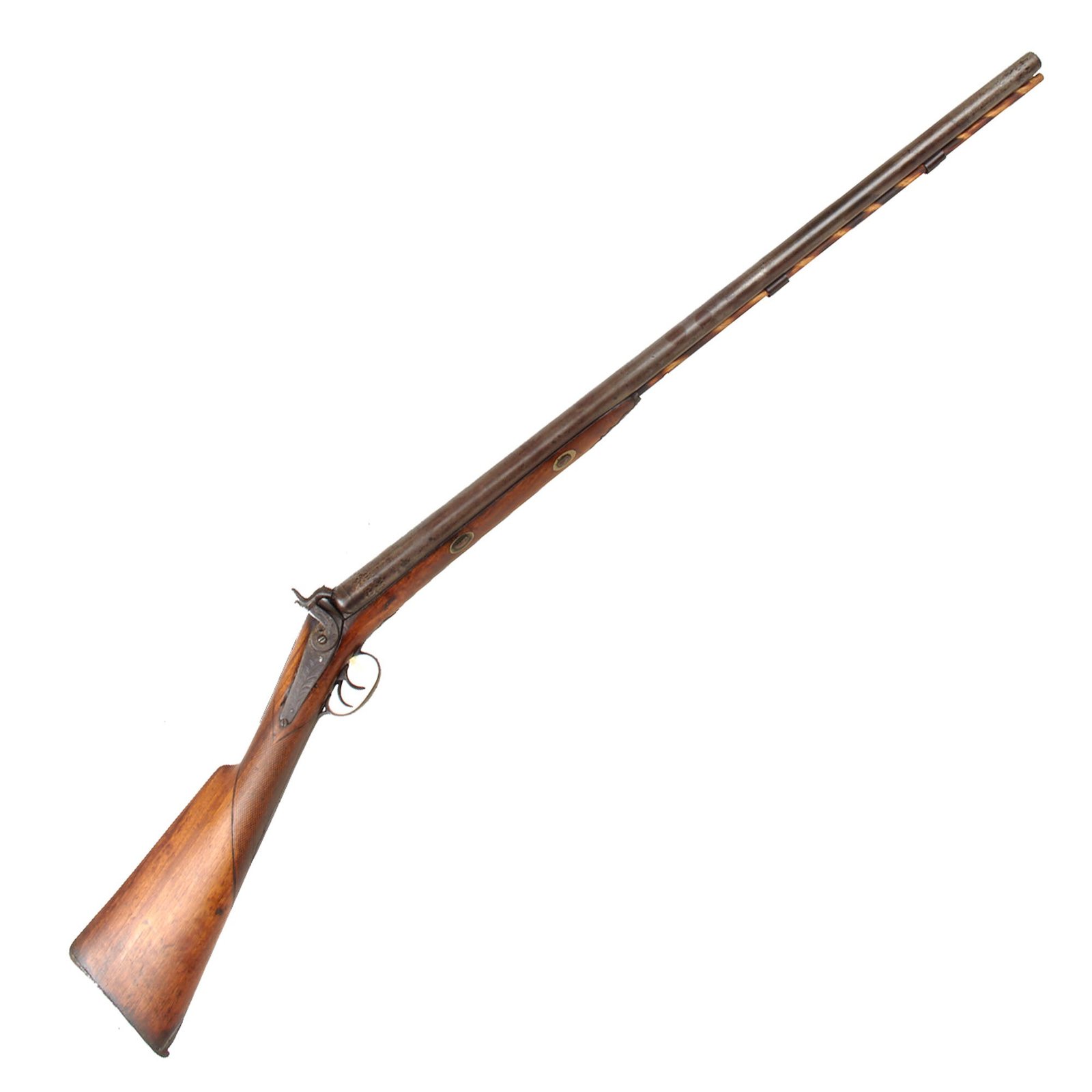 Original Belgian Double Barrel 10 Bore Percussion Fowling Piece for the U.S. Frontier Market with 34 Inch Barrels - circa 1855