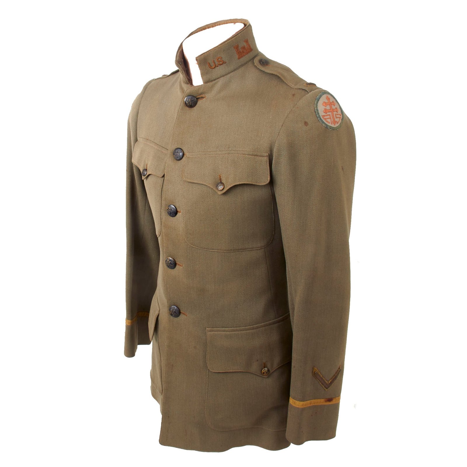 Buy Original U.S. WWI French-Made Advance Sector Engineer Officer’s Uniform Jacket & Breeches with Direct-Embroidered Collar Insignia & Scarce Engineer Officer Buttons | Original Firearms Antique For Sale