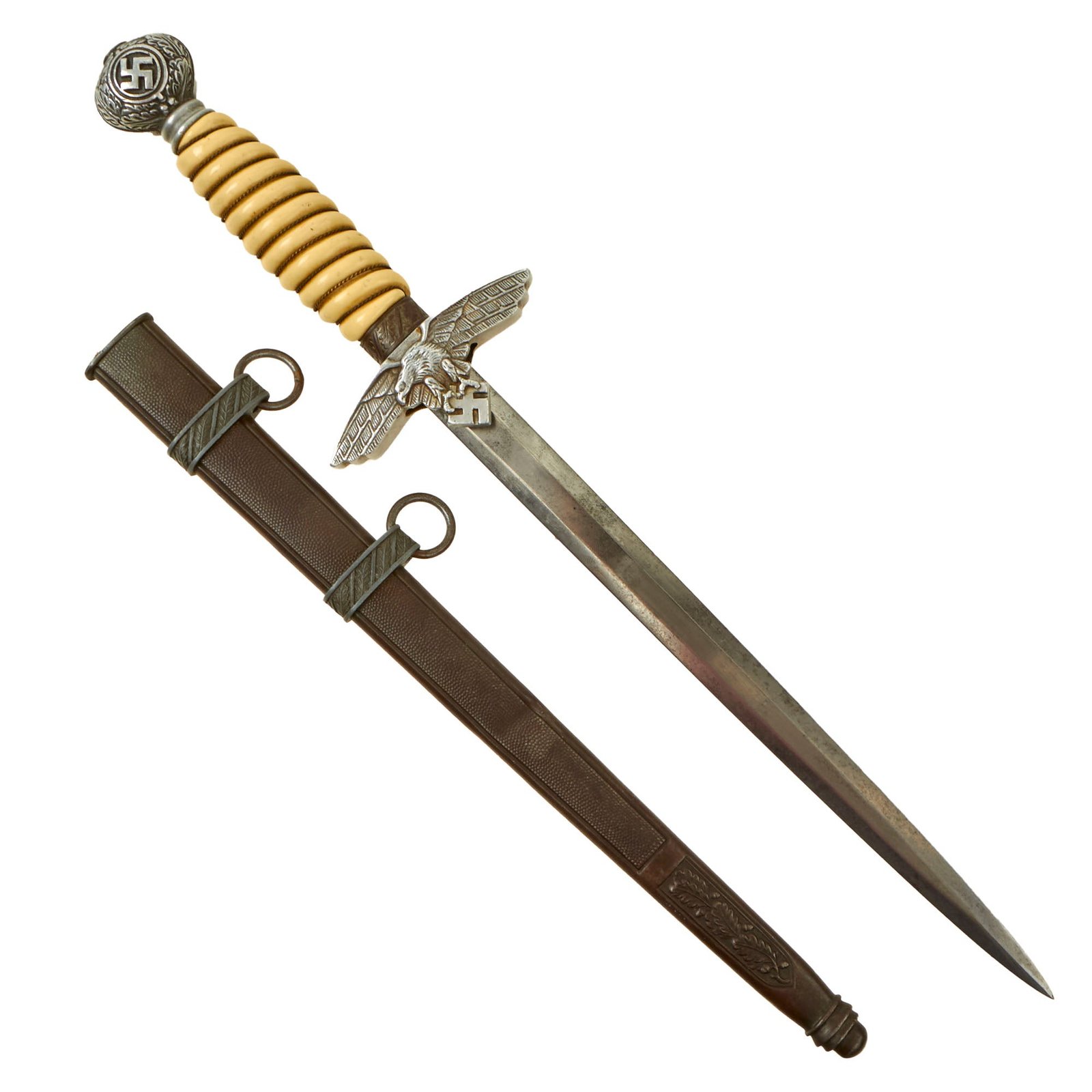 Buy Original WWII German 2nd Model Luftwaffe Dagger with Scabbard - Unmarked Blade | Original Firearms Antique For Sale