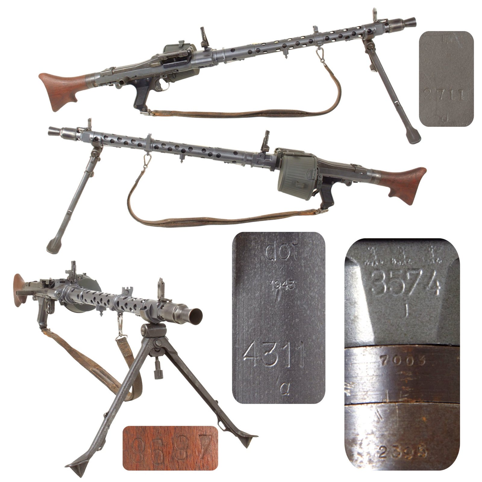 Original German WWII MG 34 Display Machine Gun by Waffenwerke Brünn with Original Divided Sling and Basket Belt Carrier - dated 1943