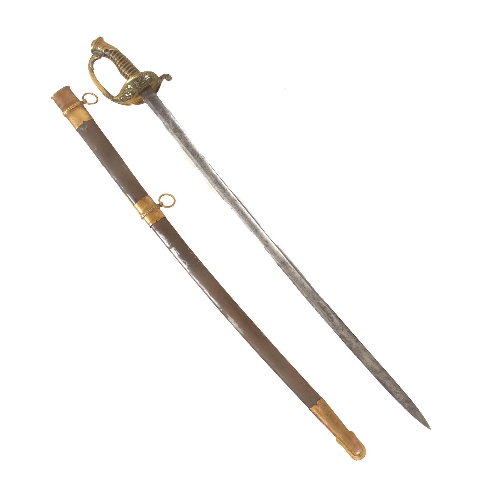 Buy Original U.S. Civil War Model 1850 Army Staff and Field Officer Sword with German Blade by P.D. Lüneschloss of Solingen & Iron Scabbard | Original Firearms Antique For Sale
