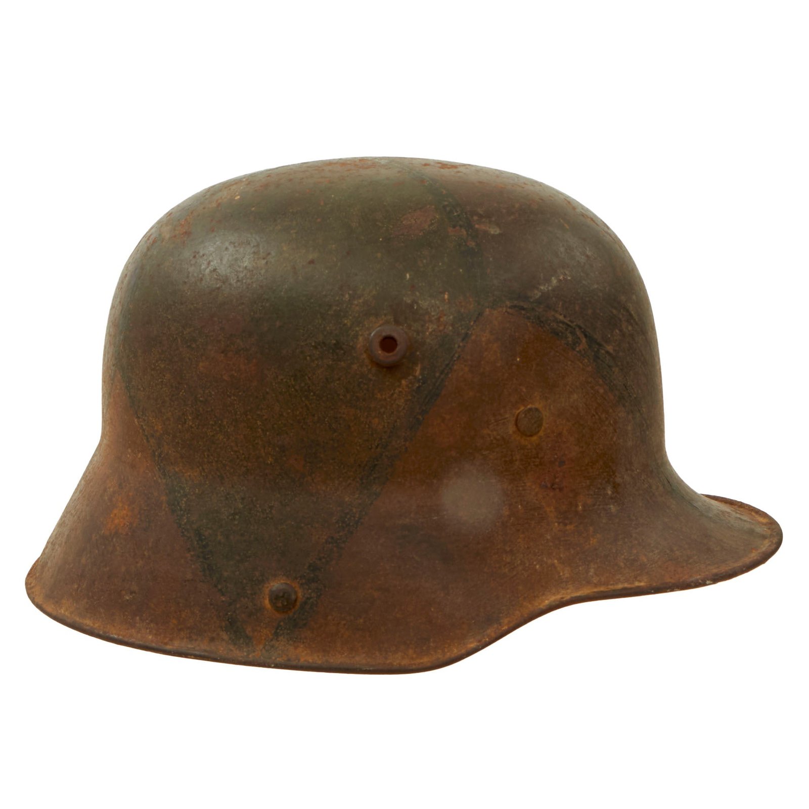 Buy Original Imperial German WWI M16 Stahlhelm Helmet with Panel Camouflage Paint and Reproduction Liner - Rare Maker W66 | Original Firearms Antique For Sale