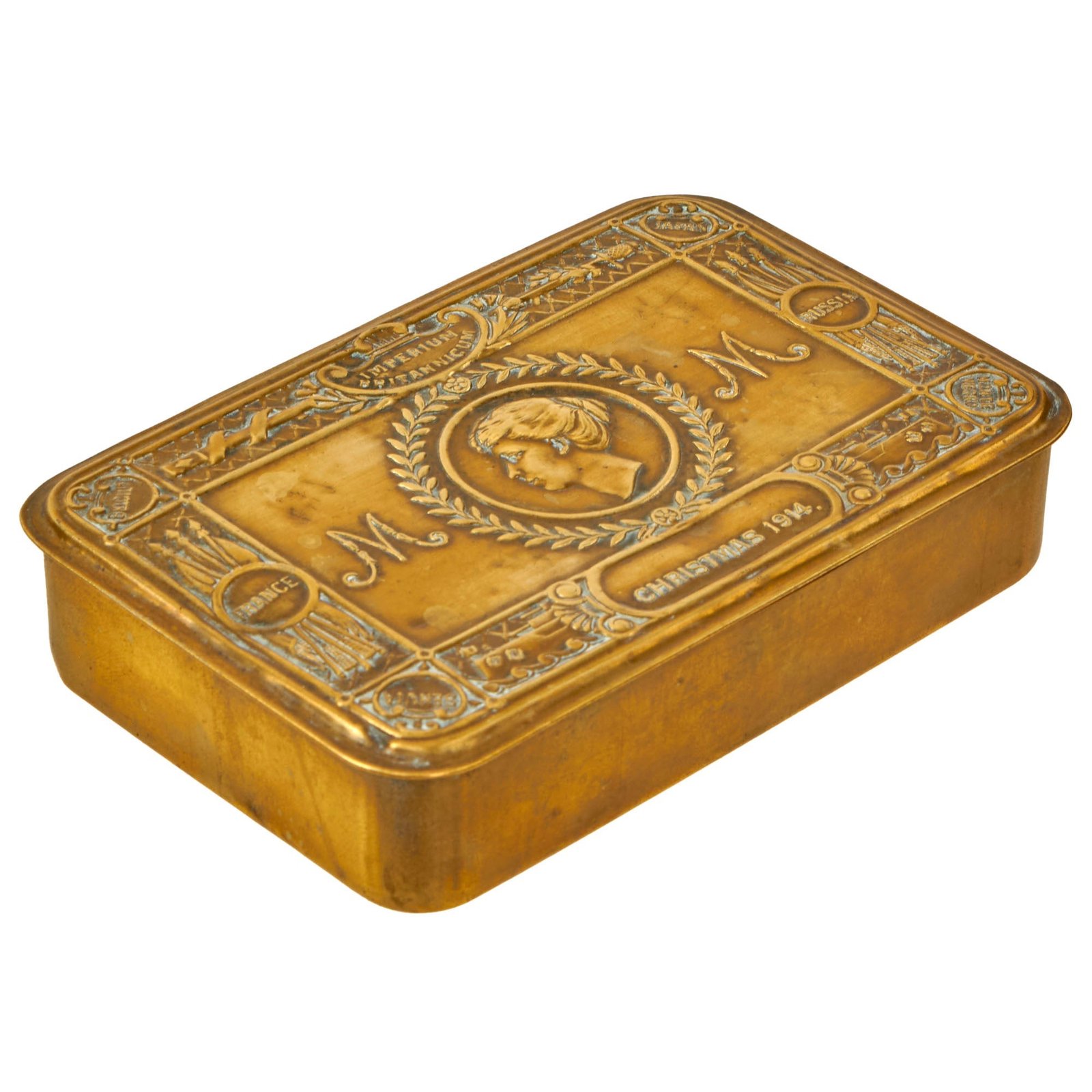Buy Original British WWI Princess Mary 1914 Empty Christmas Gift Box Tin | Original Firearms Antique For Sale