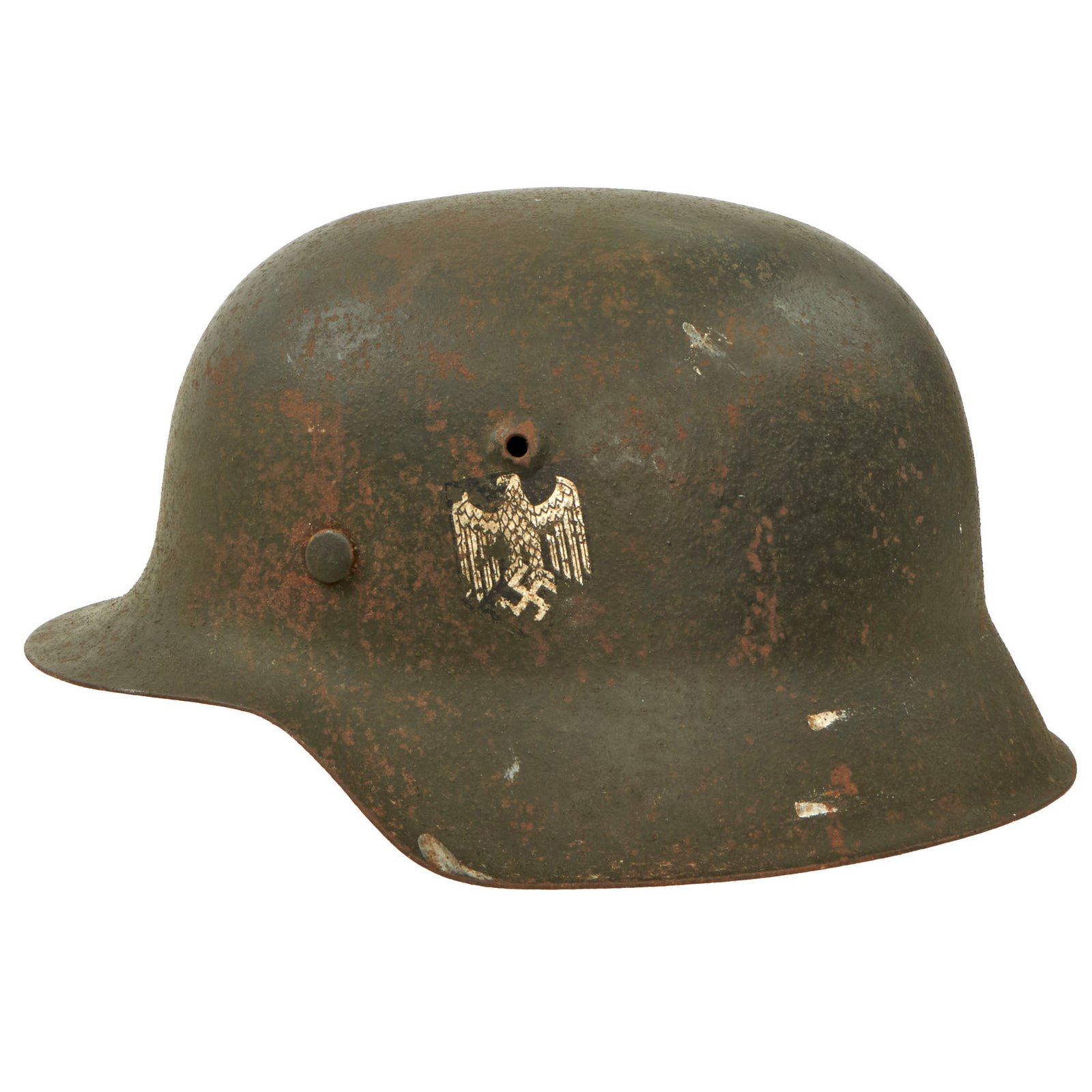 Buy Original German WWII Heer Army M42 Single Decal Helmet with 1943 Dated 59cm Liner - Stamped hkp66 | Original Firearms Antique For Sale